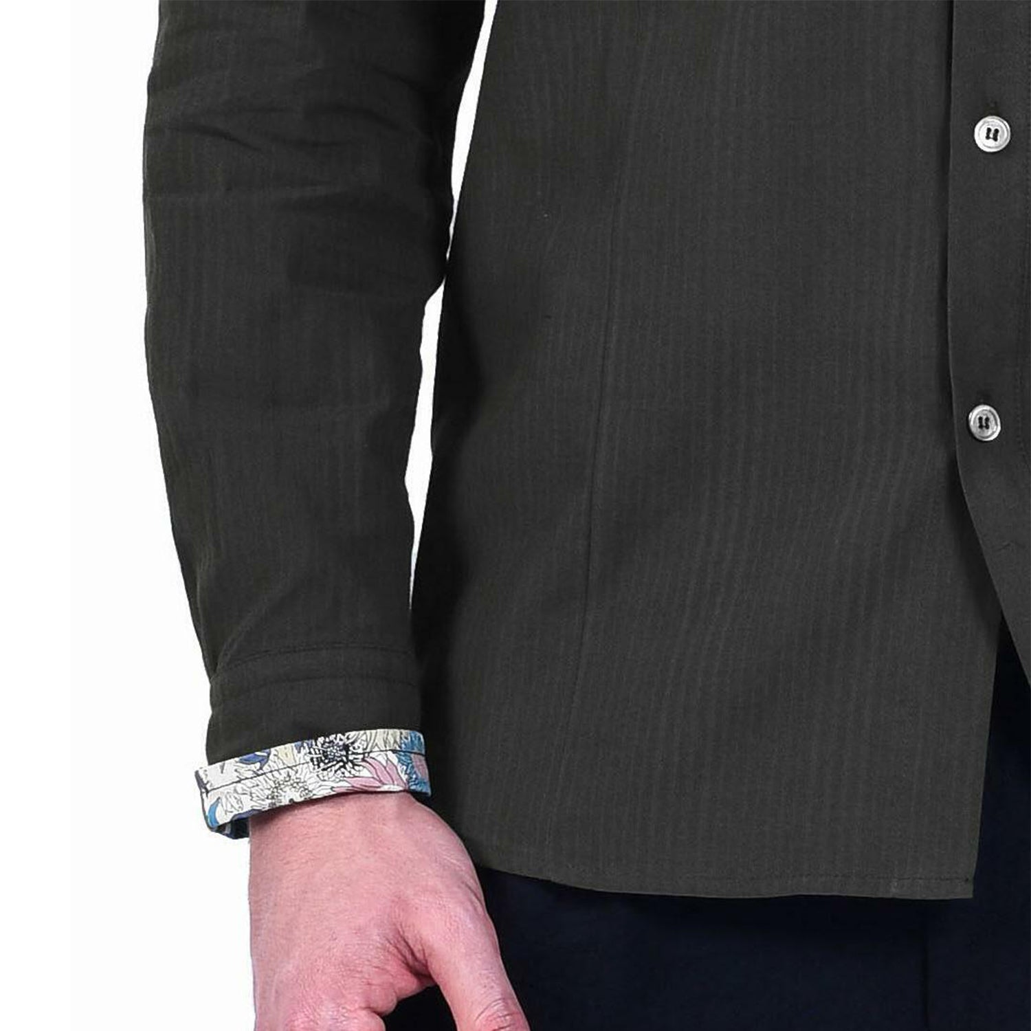 Chemise homme en coton avec col contrasté imprimé