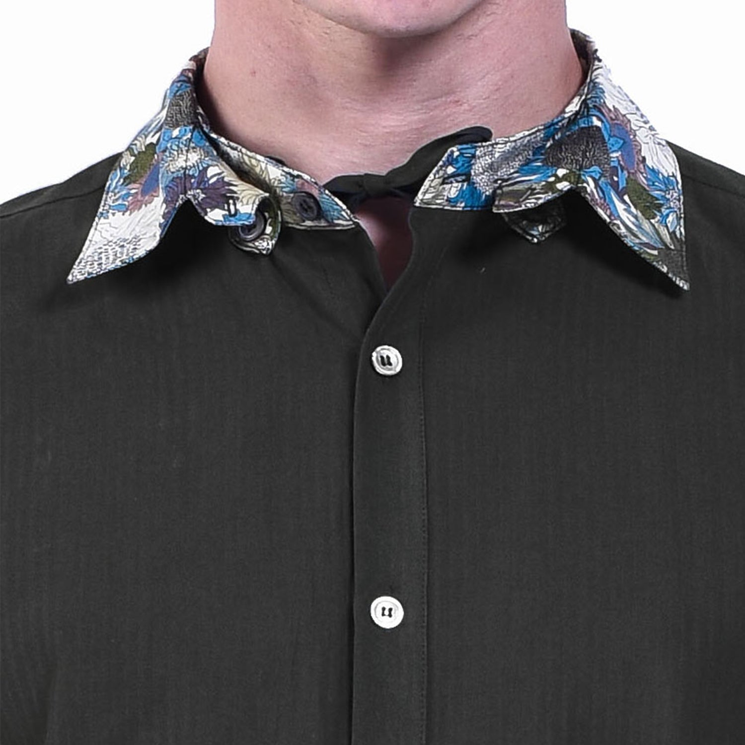 Chemise homme en coton avec col contrasté imprimé