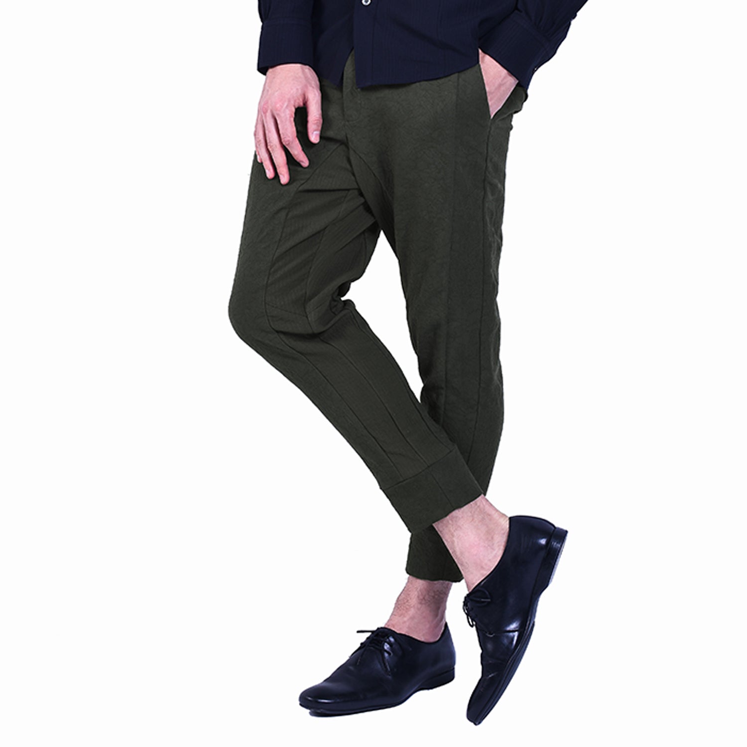 Pantalon fuselé en jacquard de coton