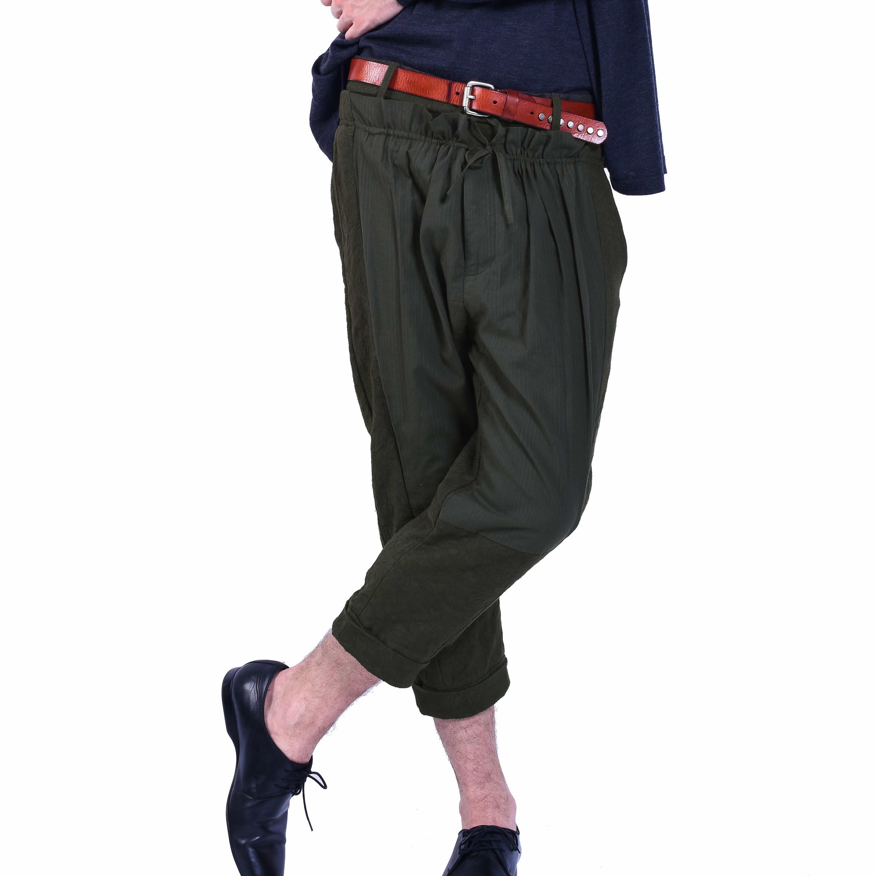 Pantalon en jacquard de coton avec double taille