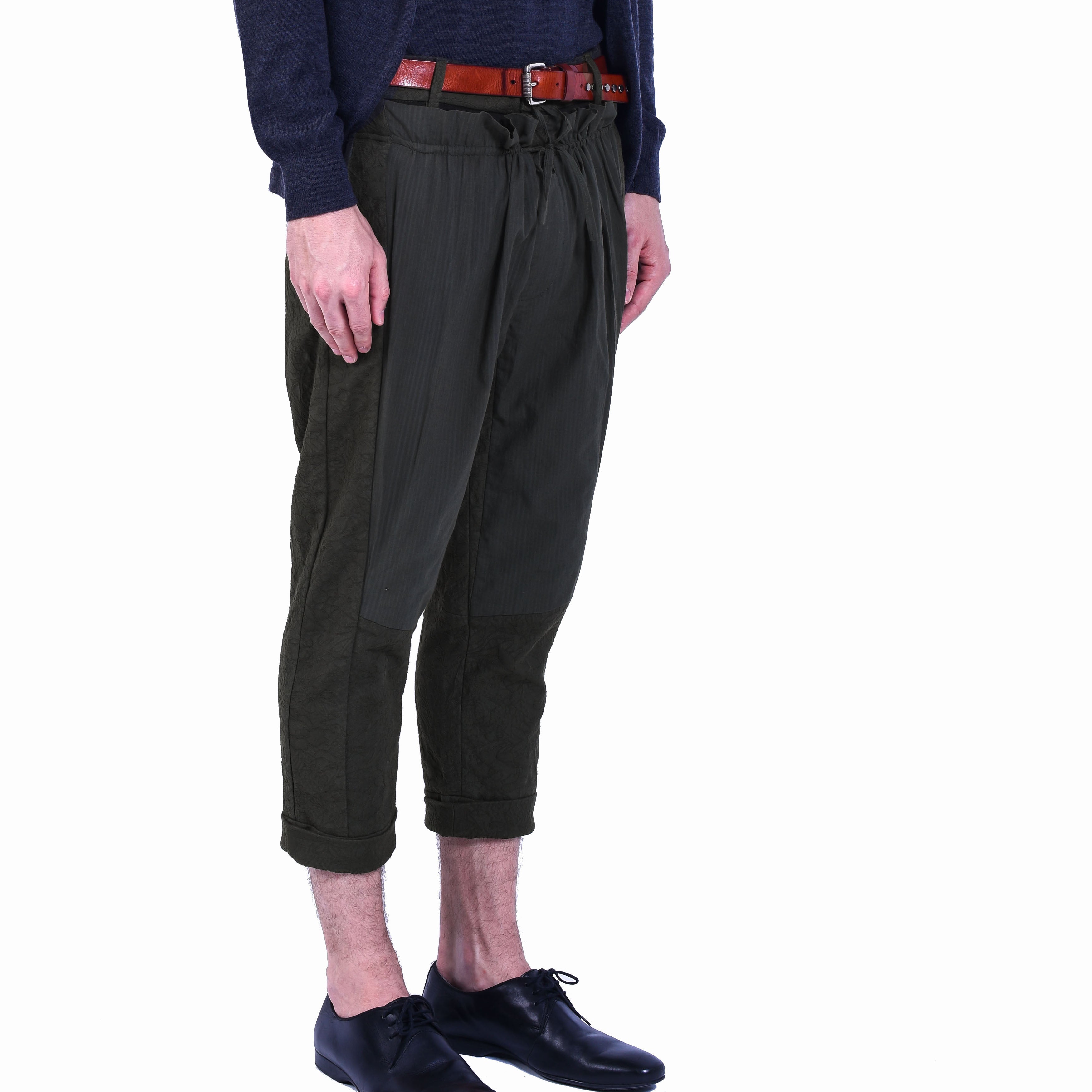 Pantalon en jacquard de coton avec double taille