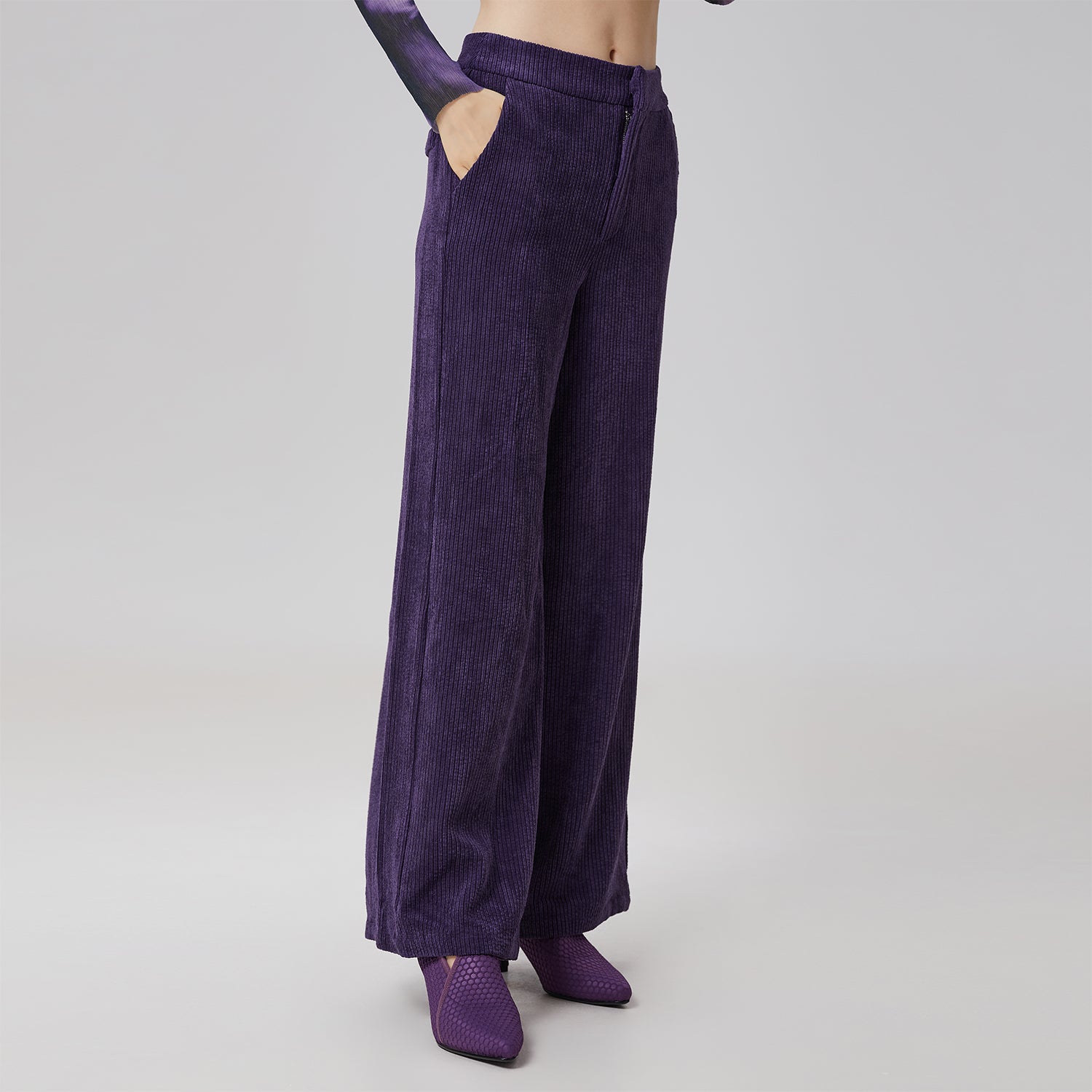 Pantalon droit en velours