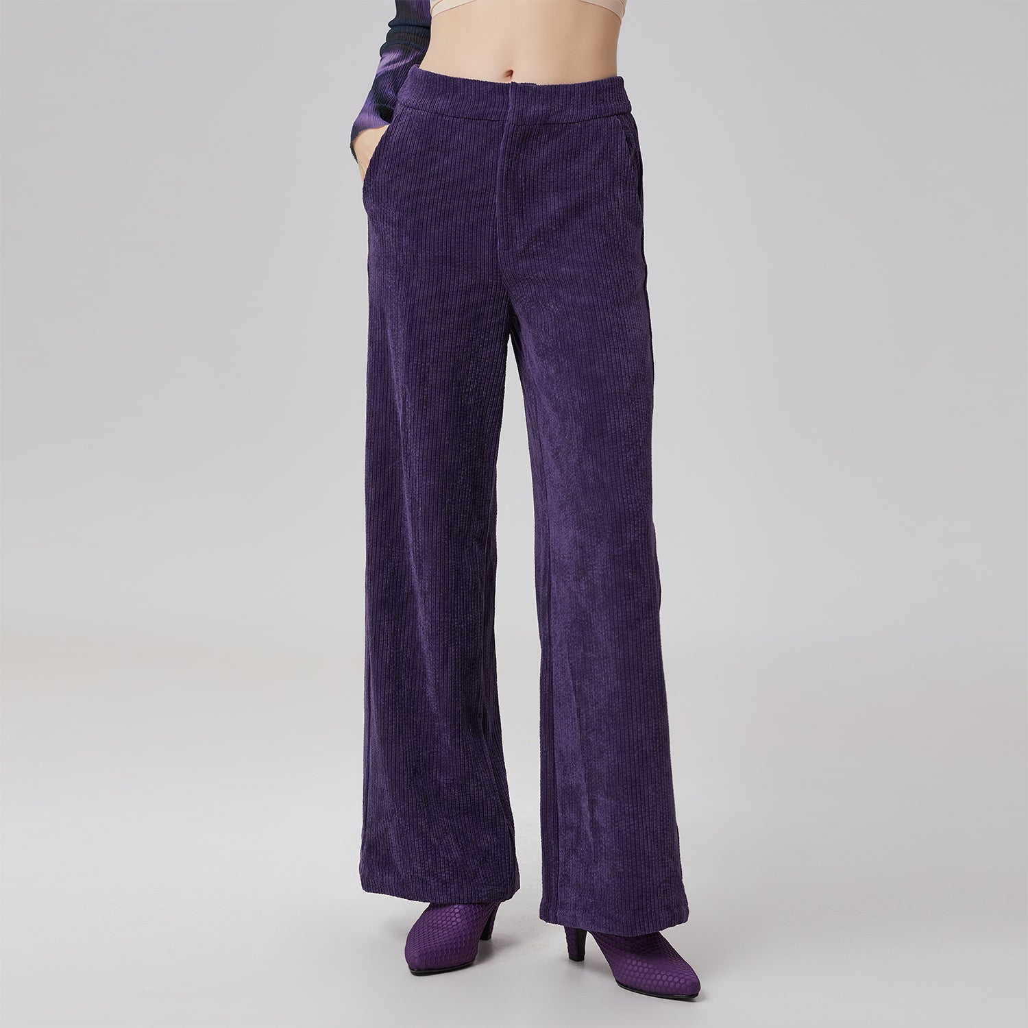 Pantalon droit en velours
