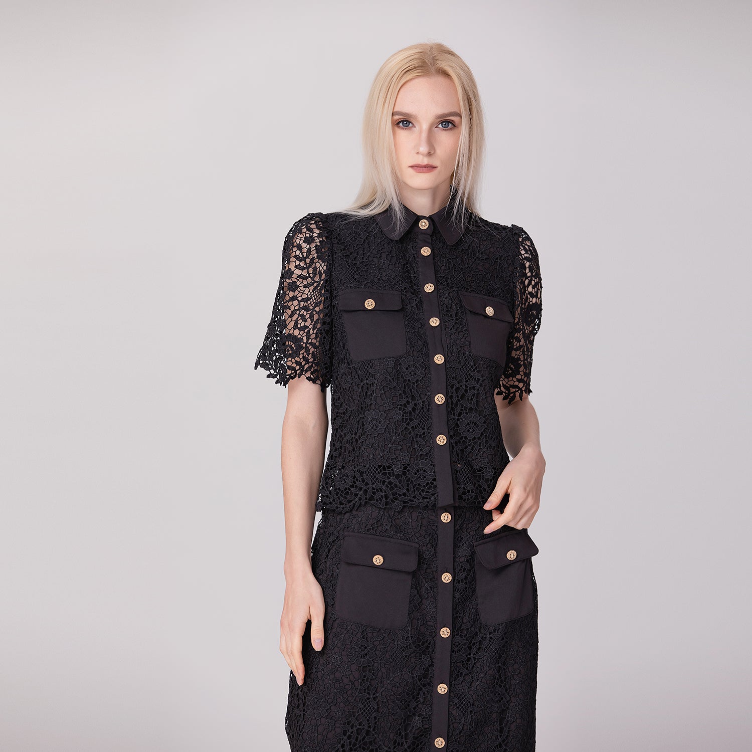 Chemise boutonnée en dentelle