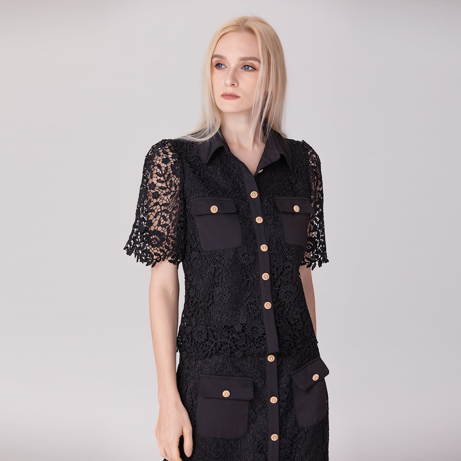Chemise boutonnée en dentelle