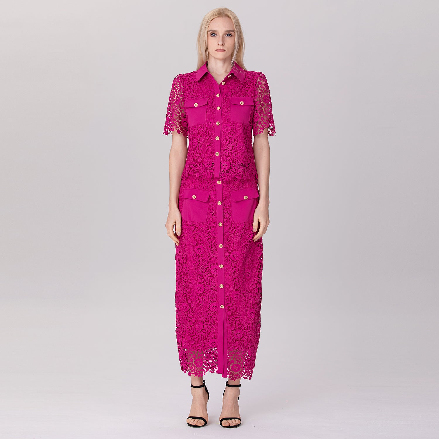 Chemise boutonnée en dentelle