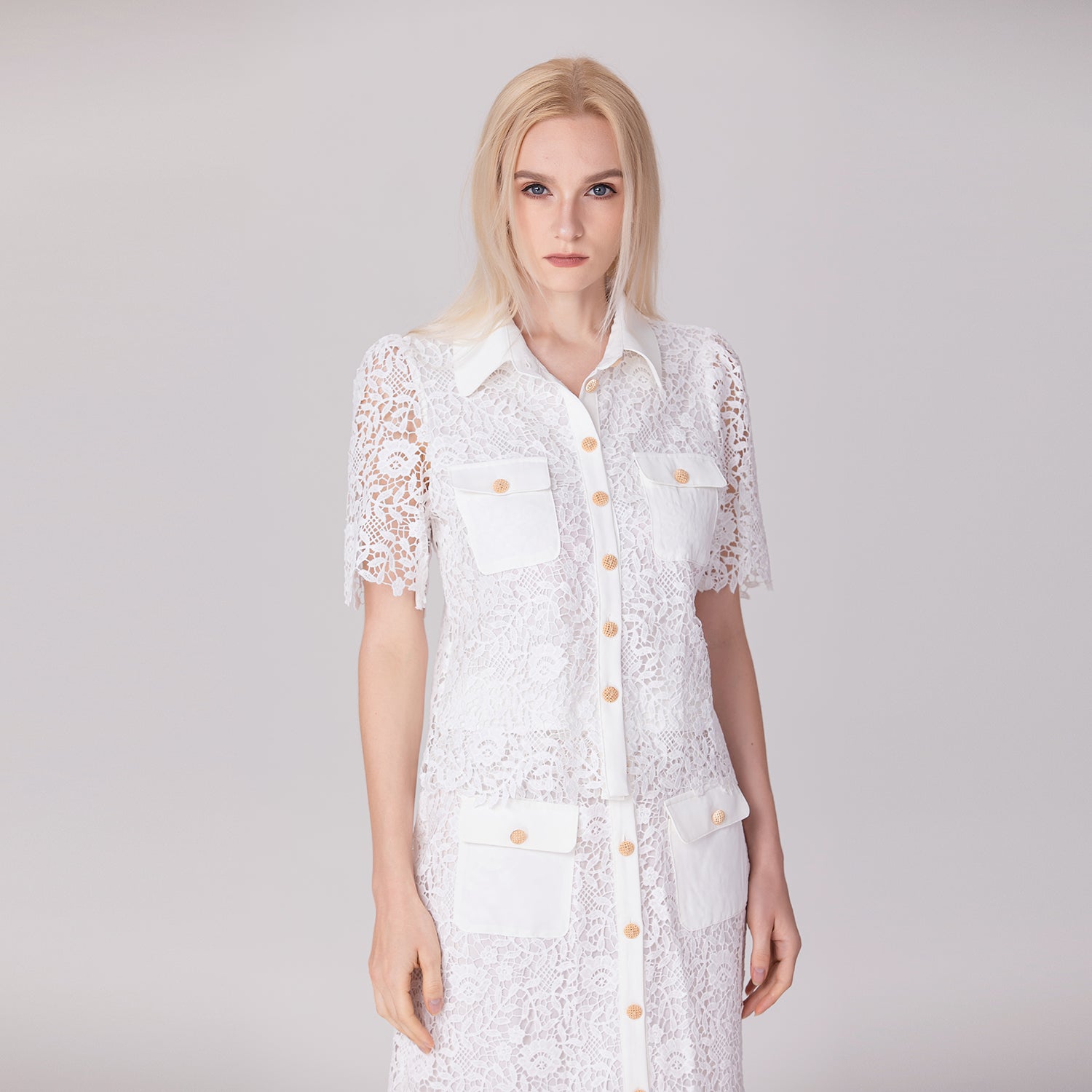 Chemise boutonnée en dentelle