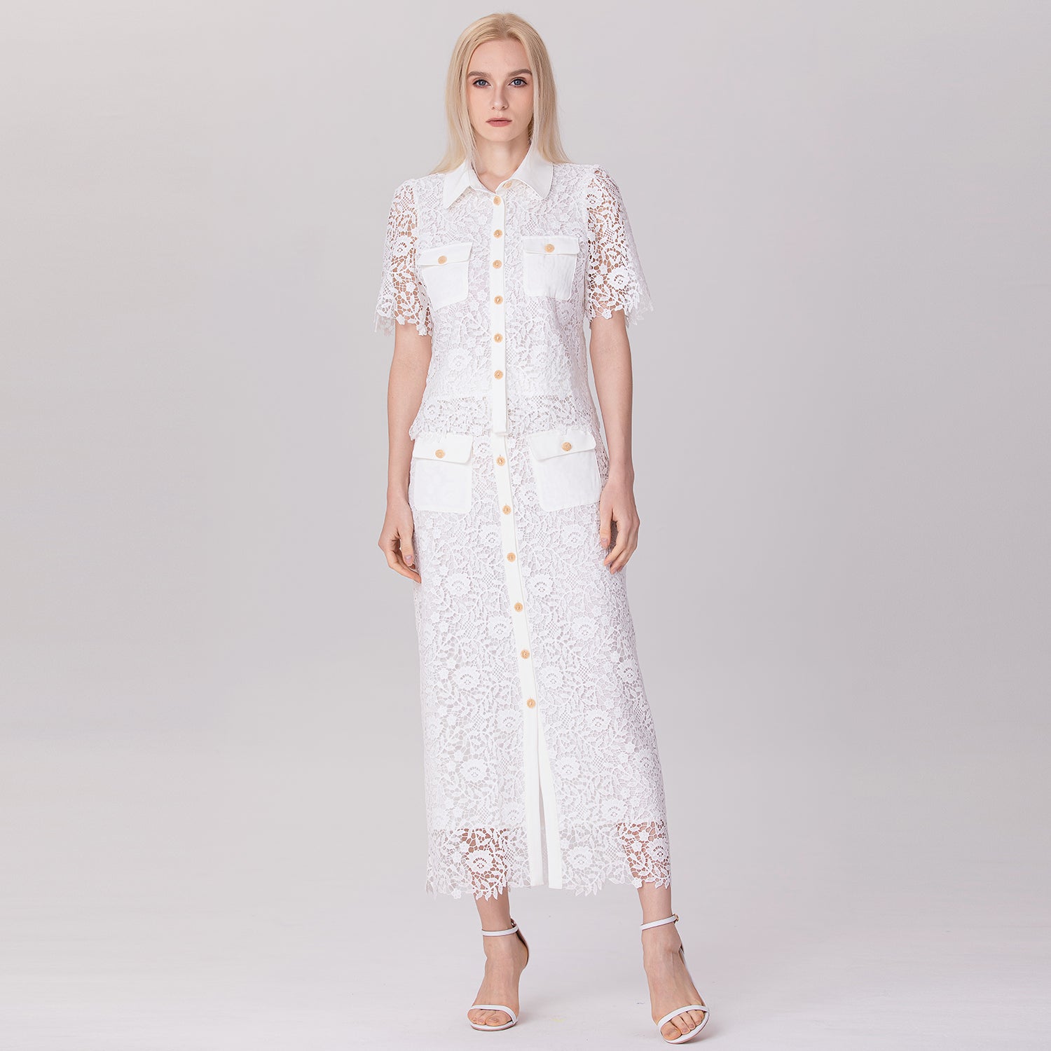 Chemise boutonnée en dentelle