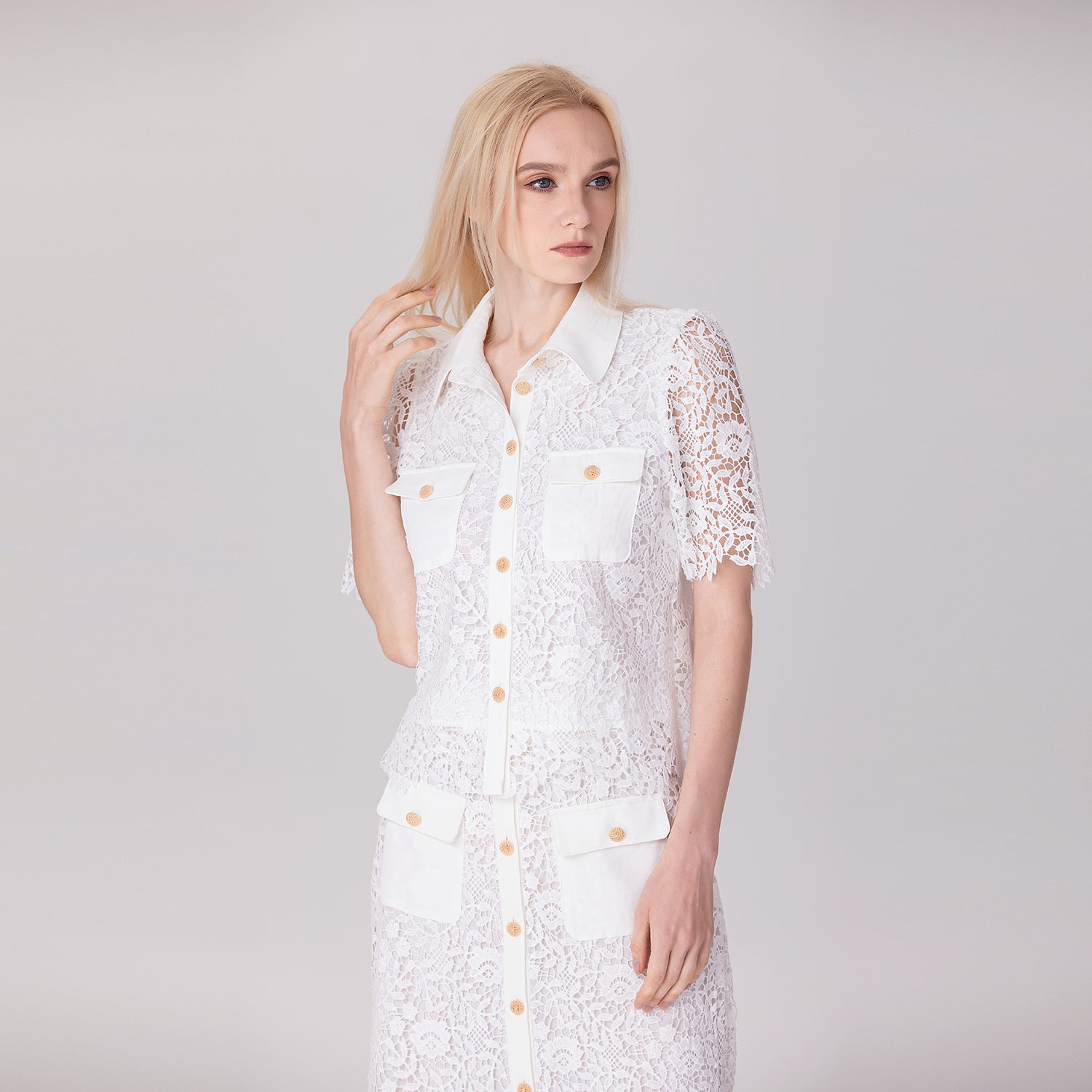 Chemise boutonnée en dentelle
