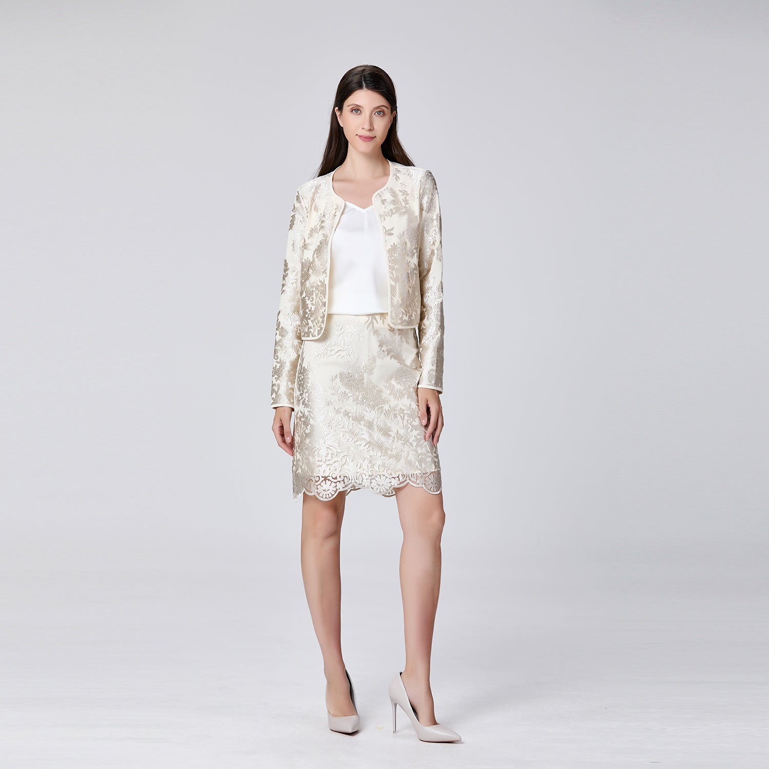 Veste brocart satin avec biais