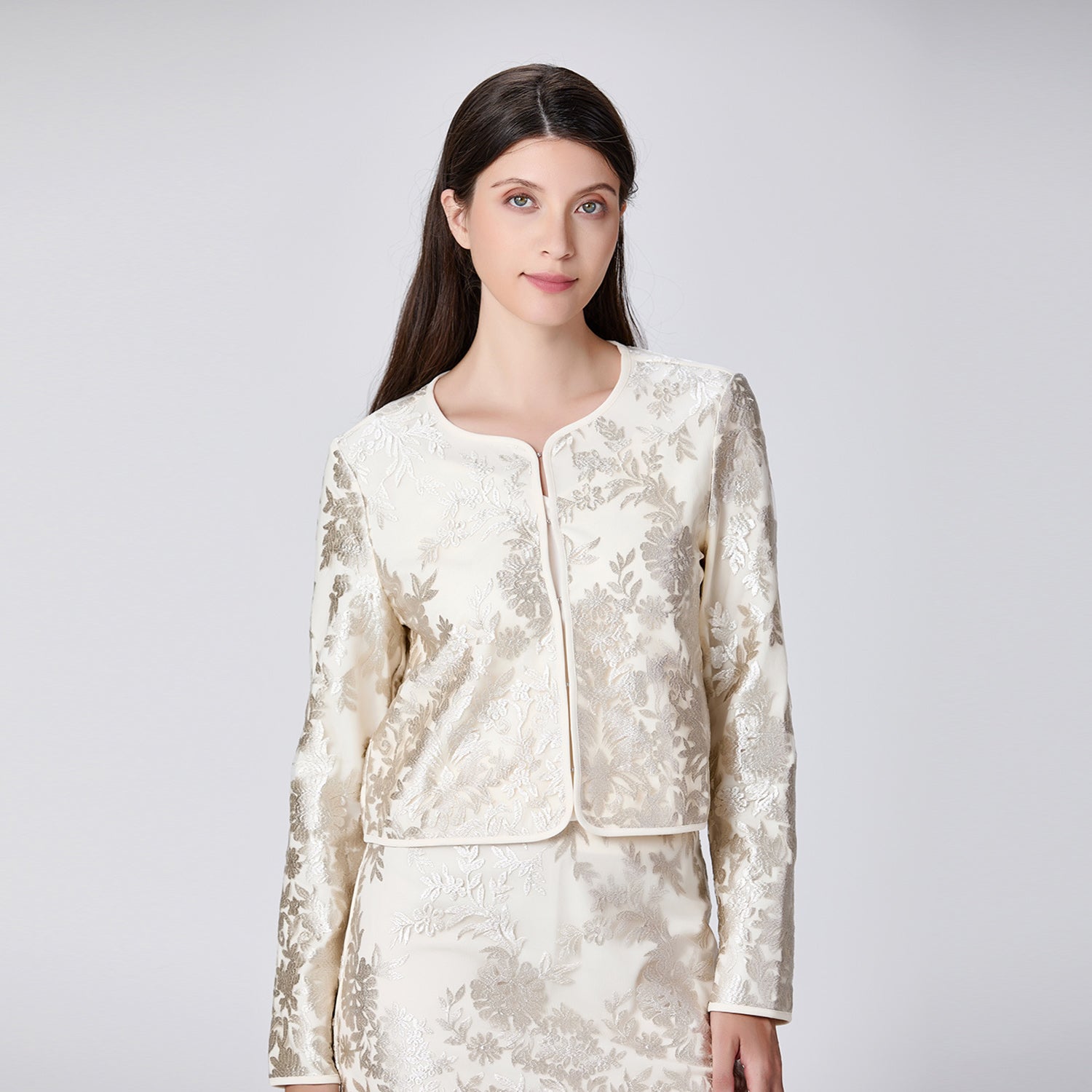 Veste brocart satin avec biais
