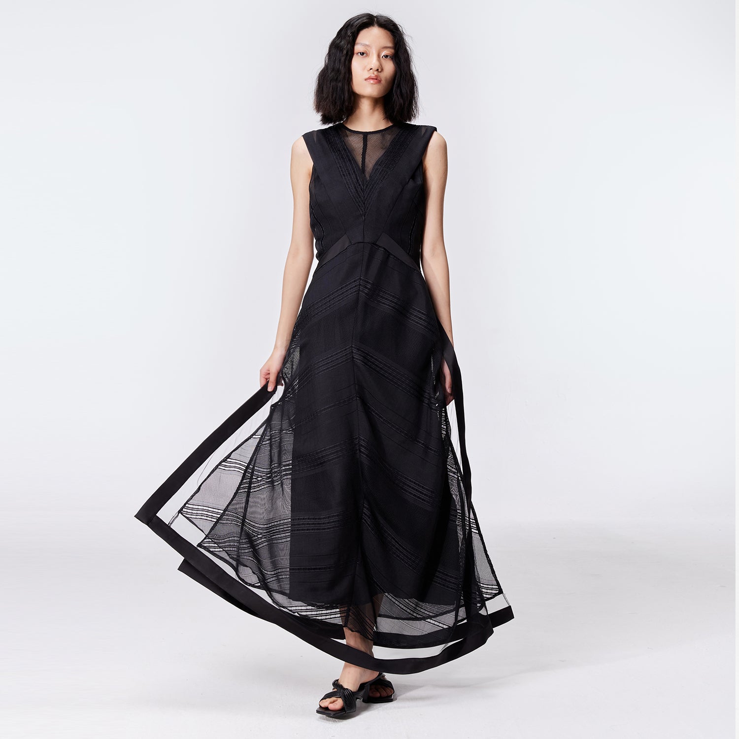 Robe longue à empiècements