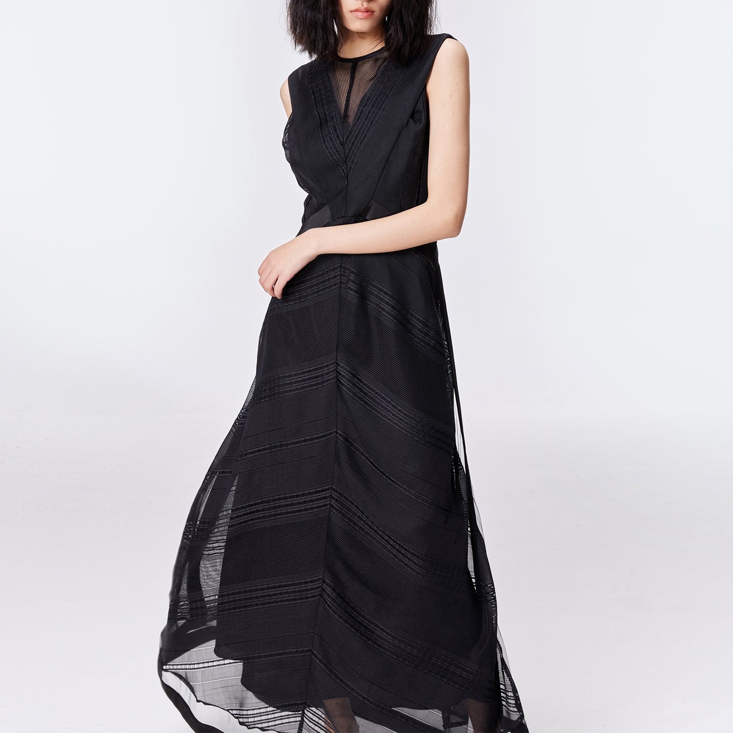 Robe longue à empiècements