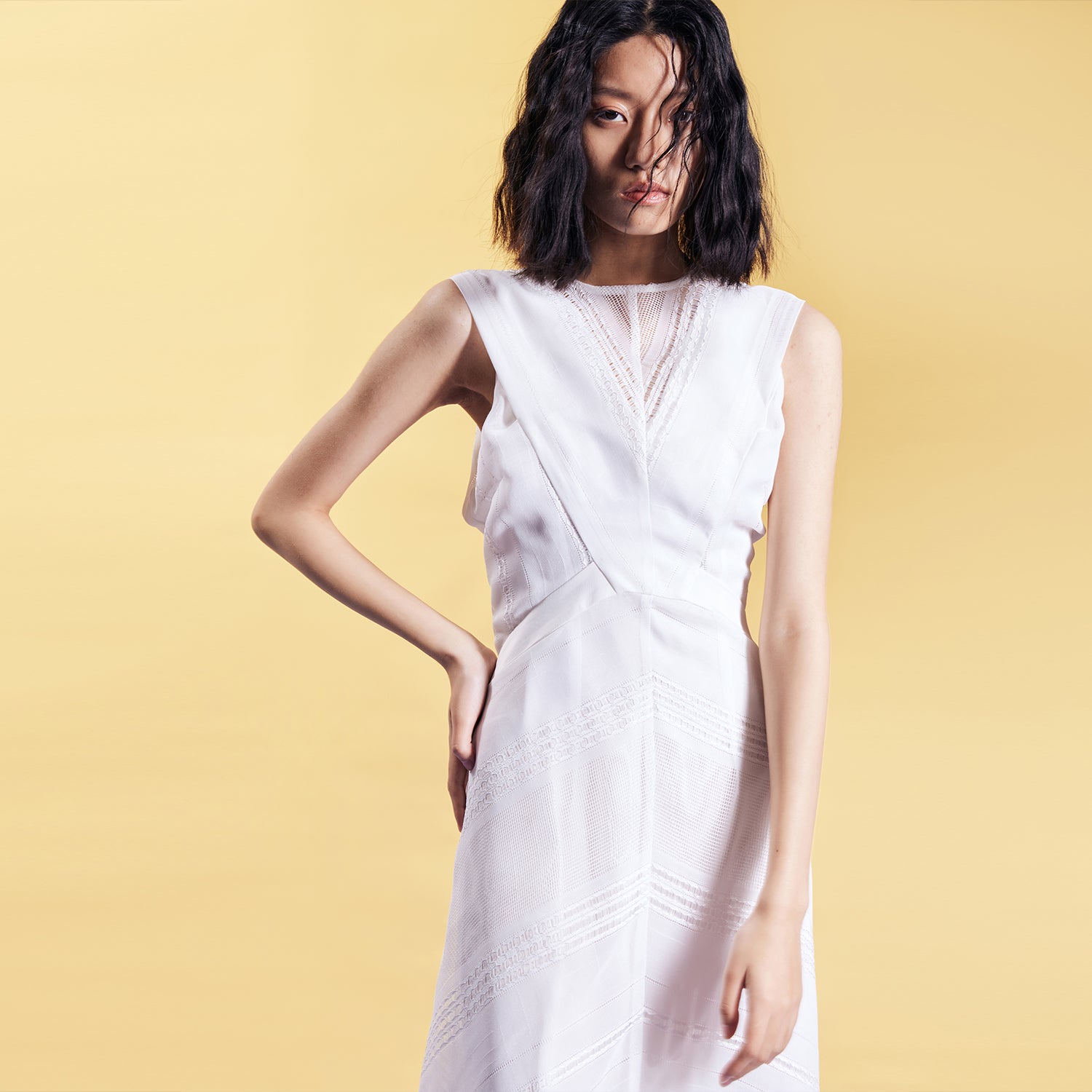 Robe longue à empiècements