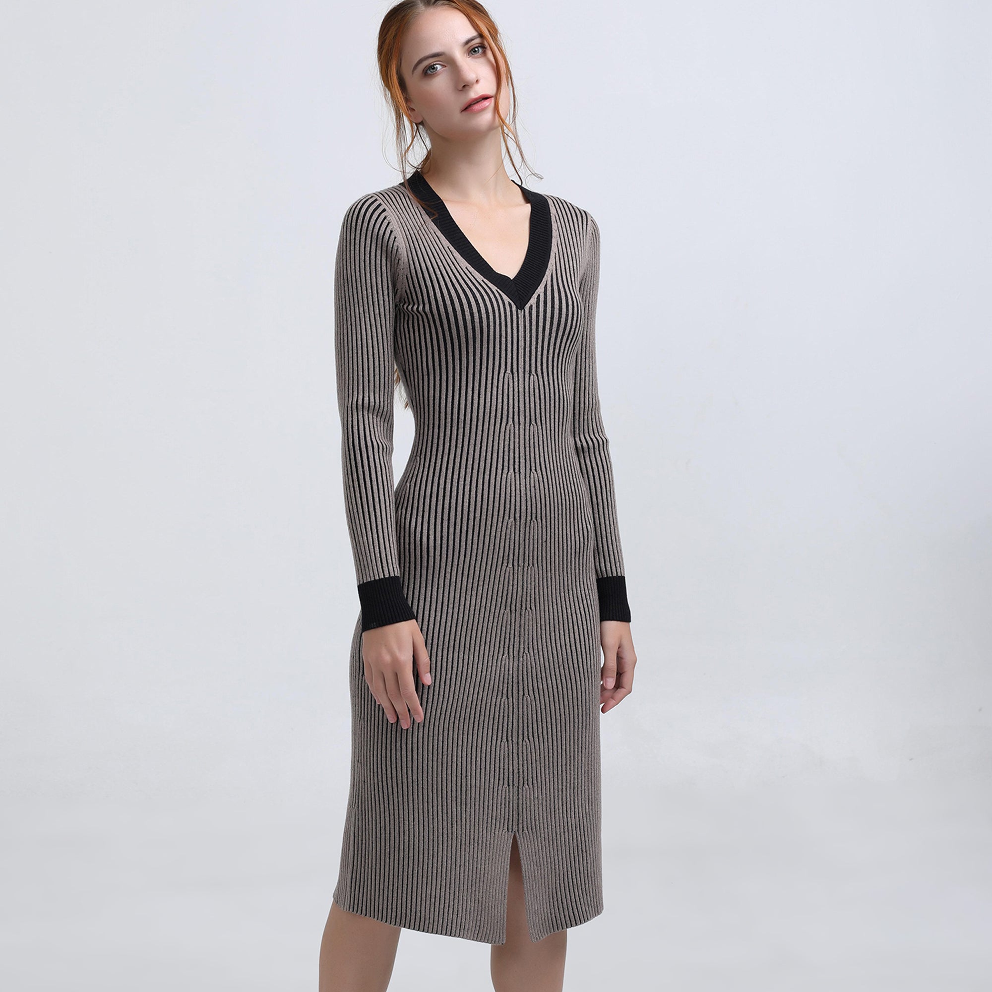 Robe-Pull Col V bi- color