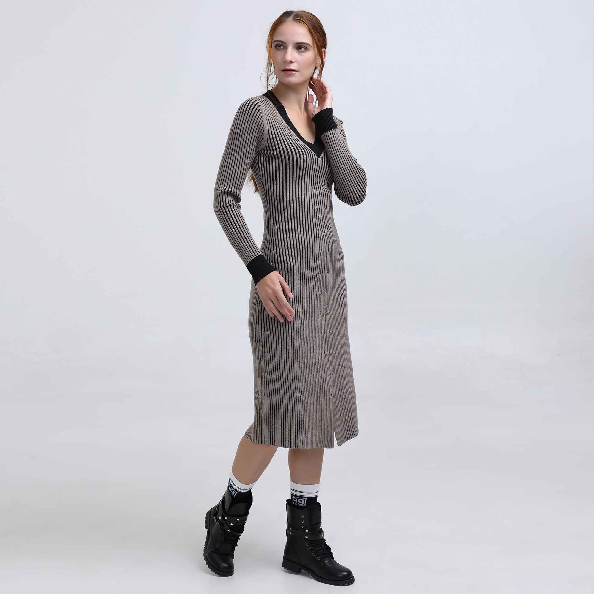 Robe-Pull Col V bi- color