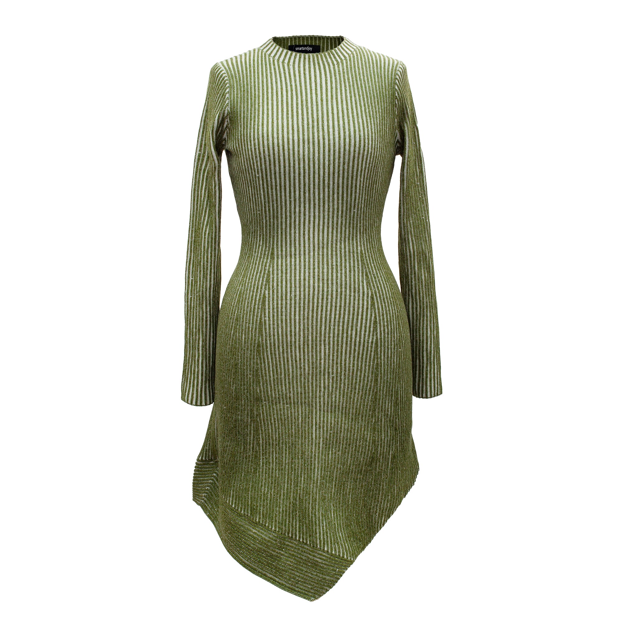 Robe courte asymétrique en maille côtelée