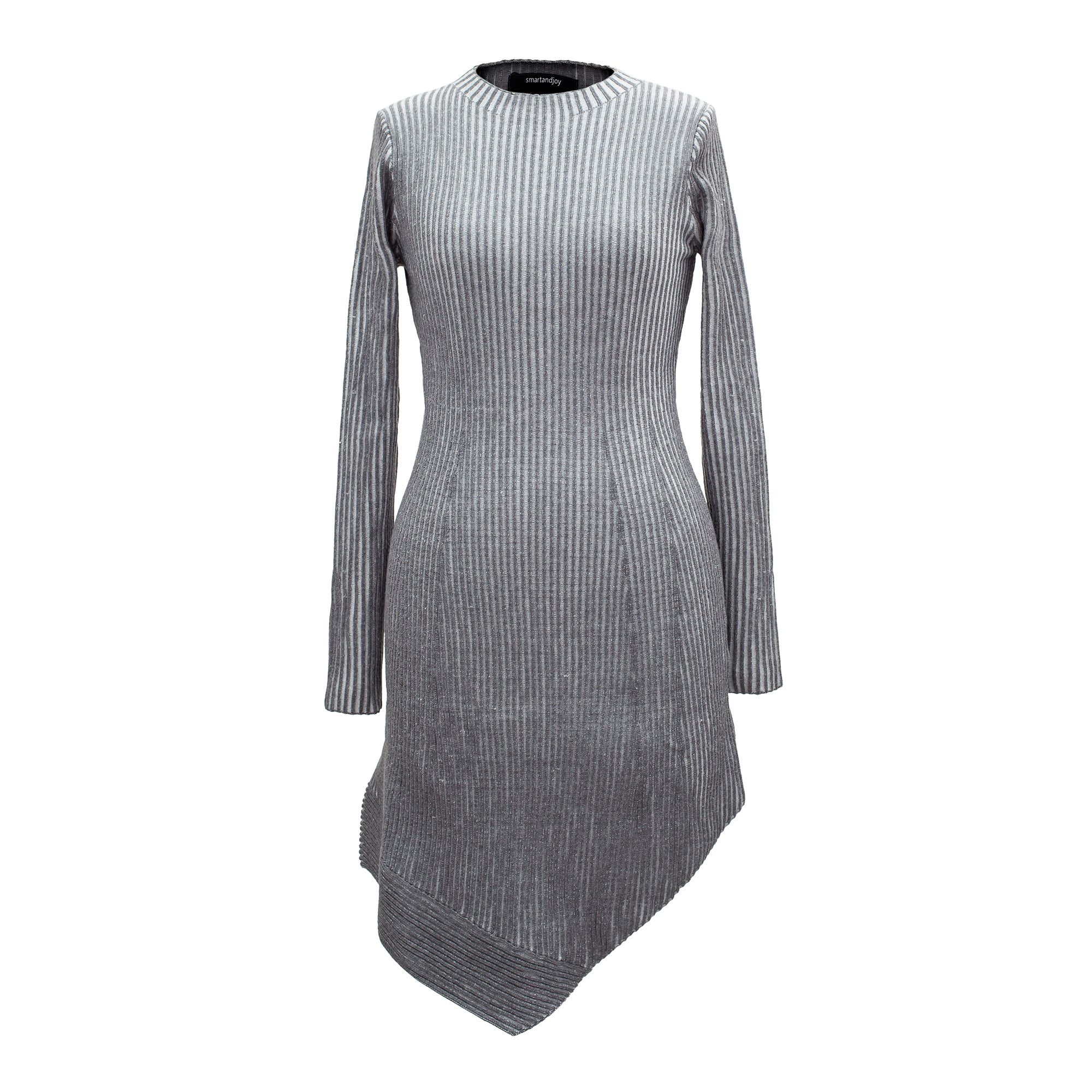 Robe courte asymétrique en maille côtelée