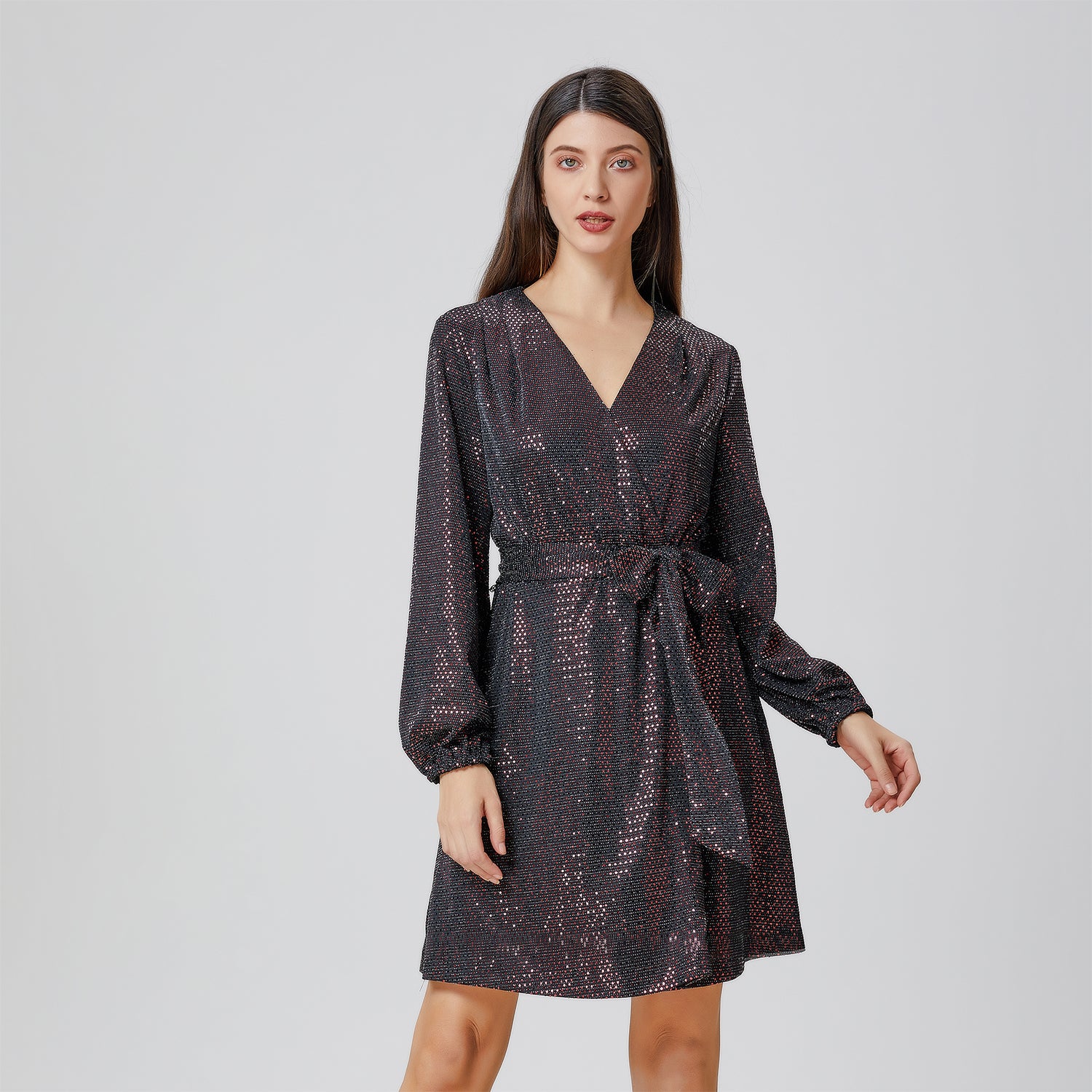 Robe coeur-croisé à strass