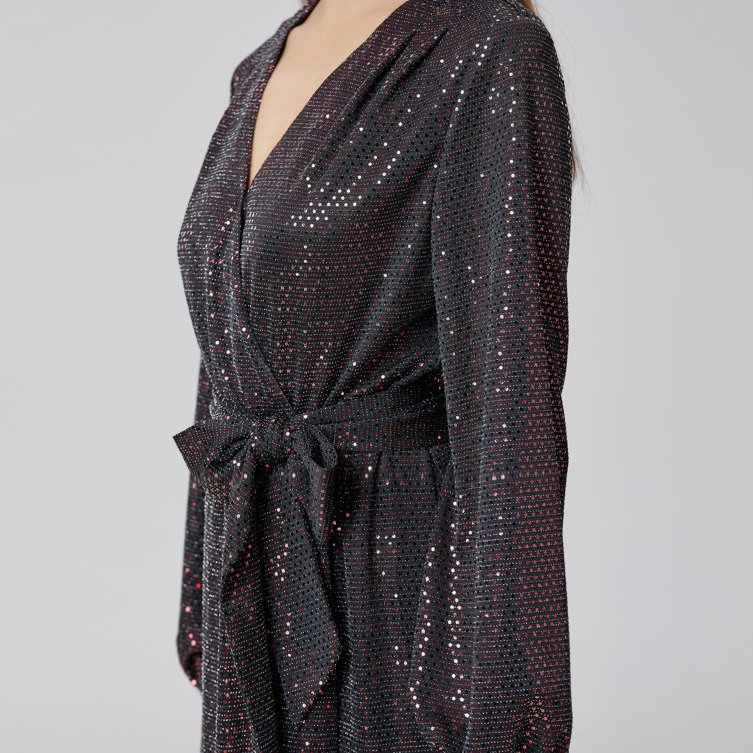 Robe coeur-croisé à strass