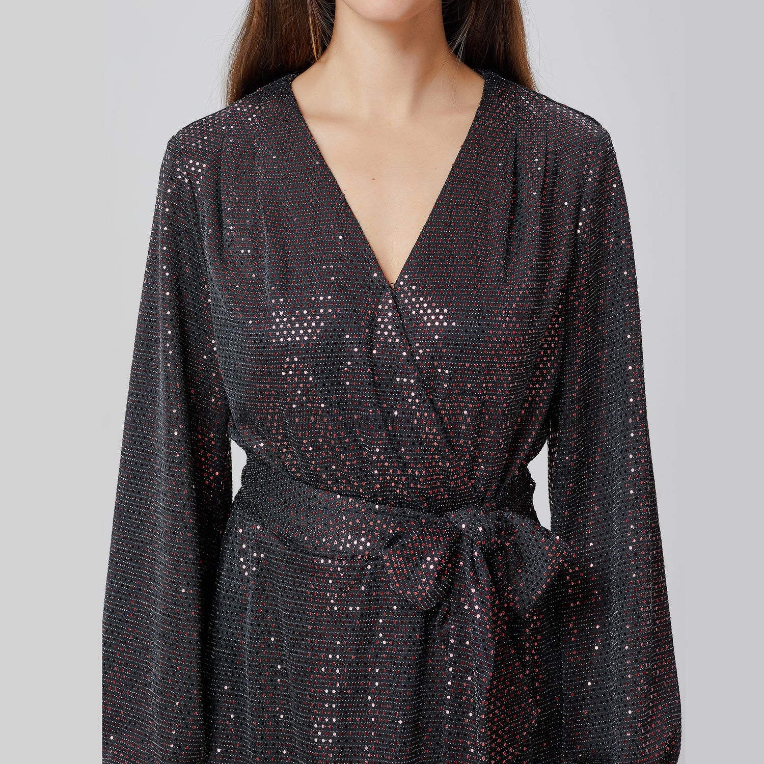 Robe coeur-croisé à strass