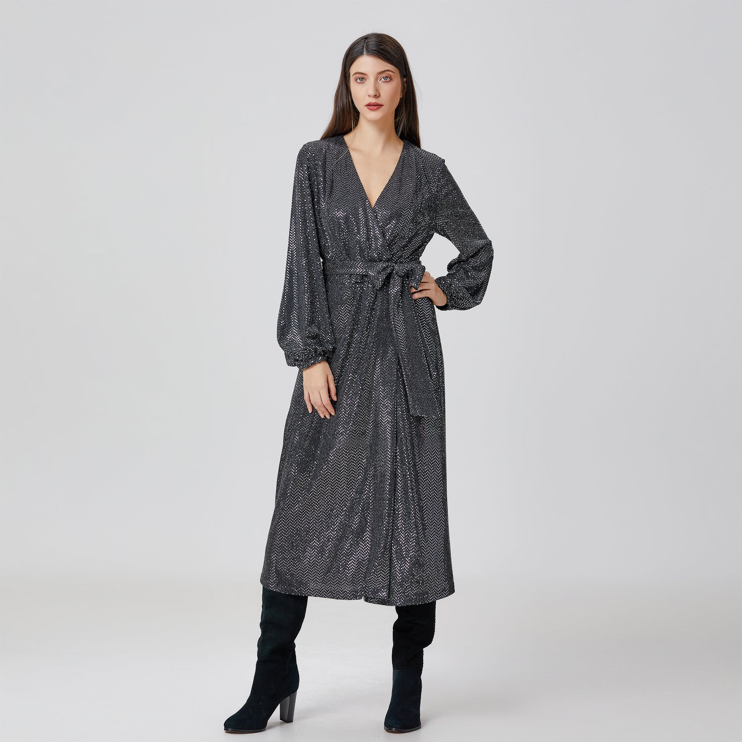 Robe coeur-croisé à strass