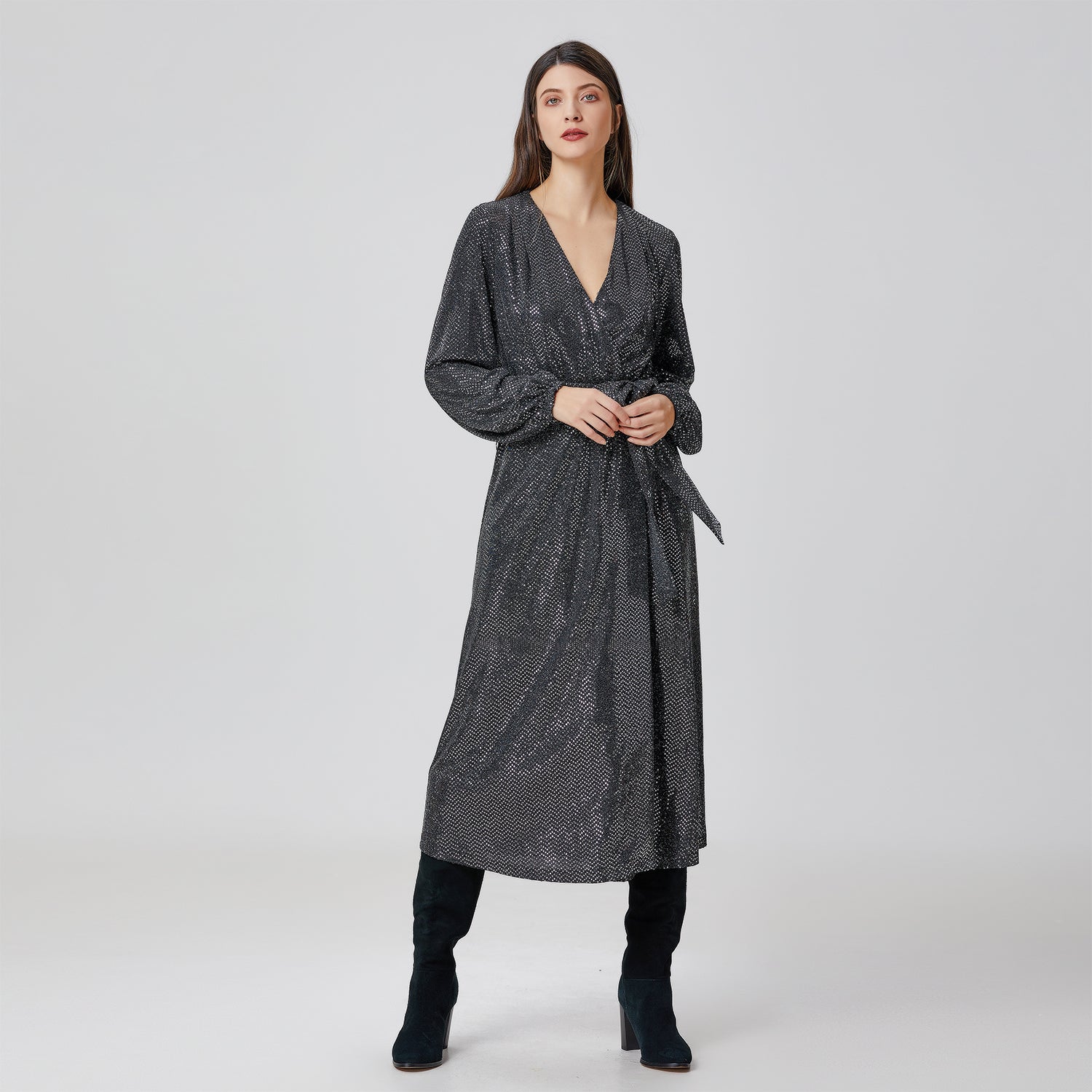 Robe coeur-croisé à strass