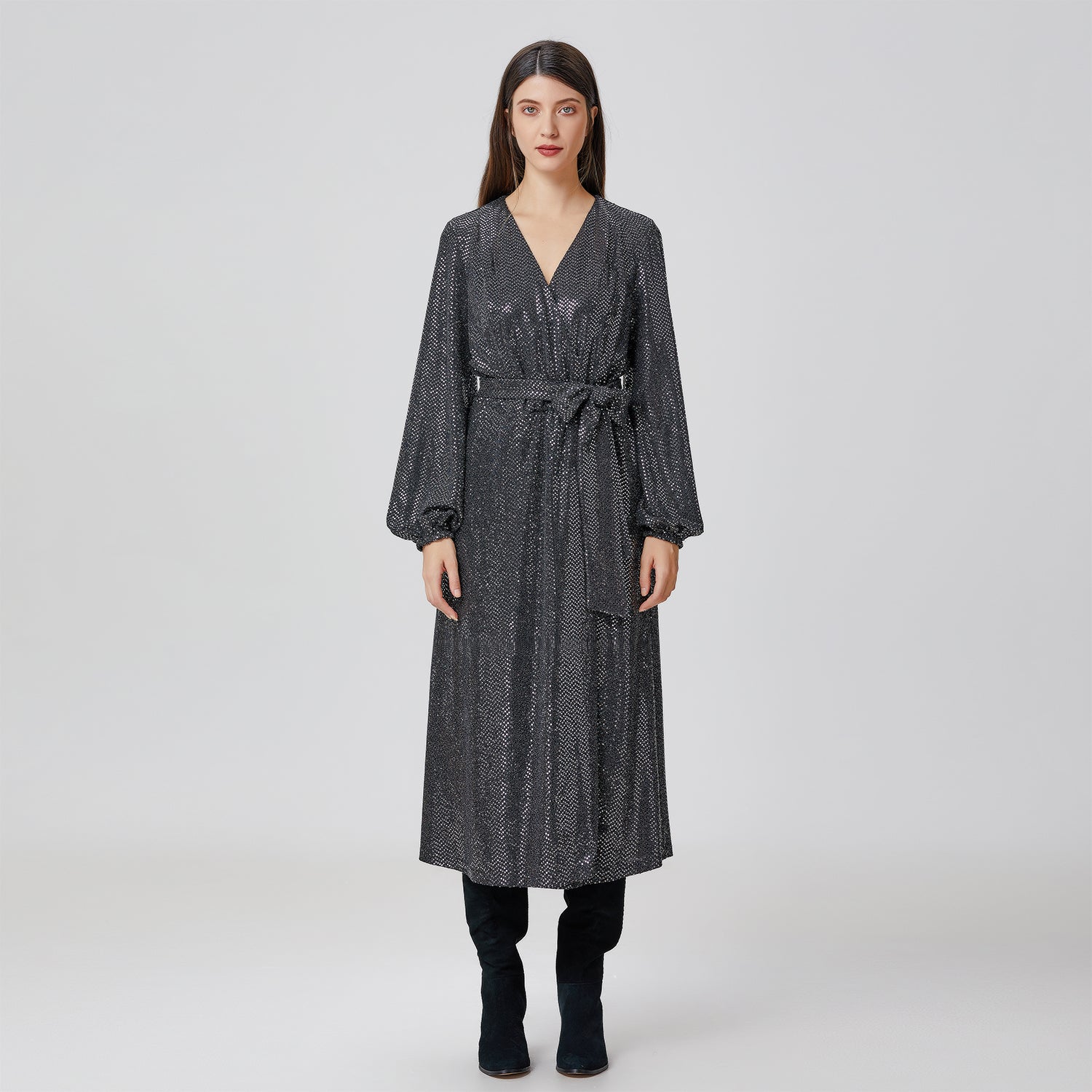 Robe coeur-croisé à strass