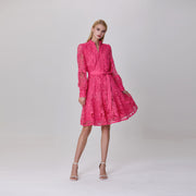 Robe courte à manches longues, tout en dentelle
