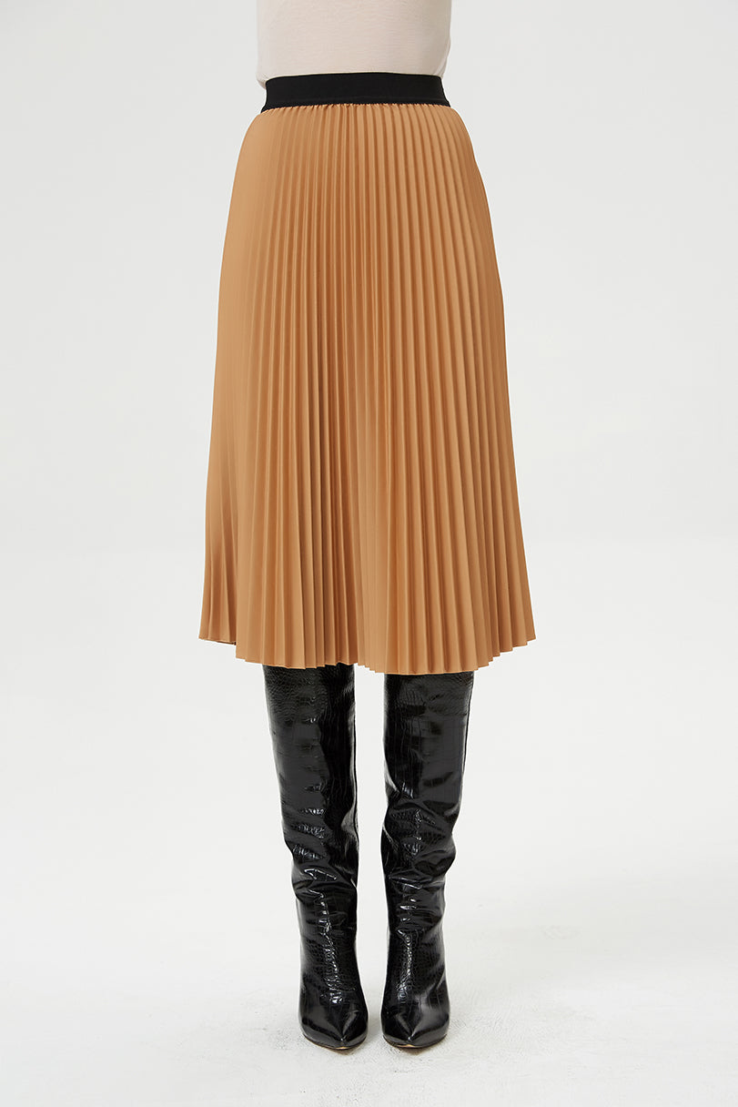 Jupe plissée et taille élastique contrastée