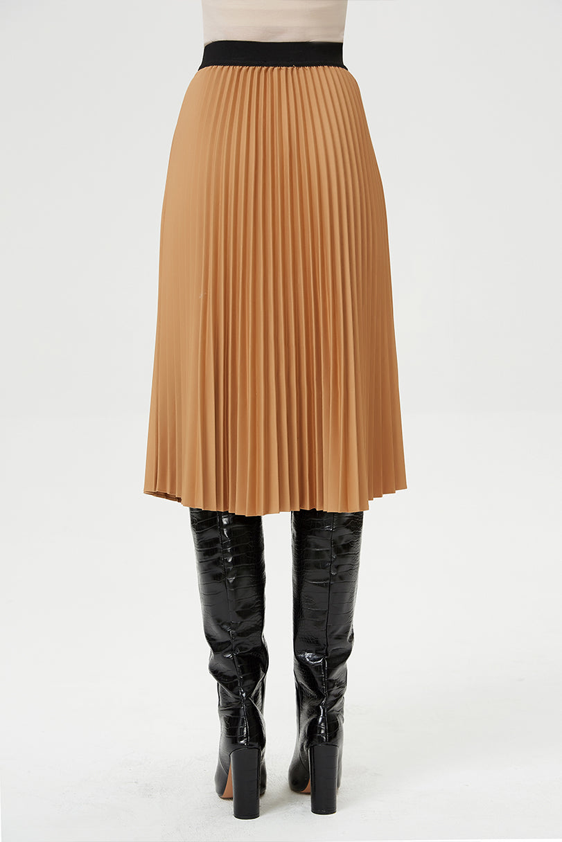 Jupe plissée et taille élastique contrastée