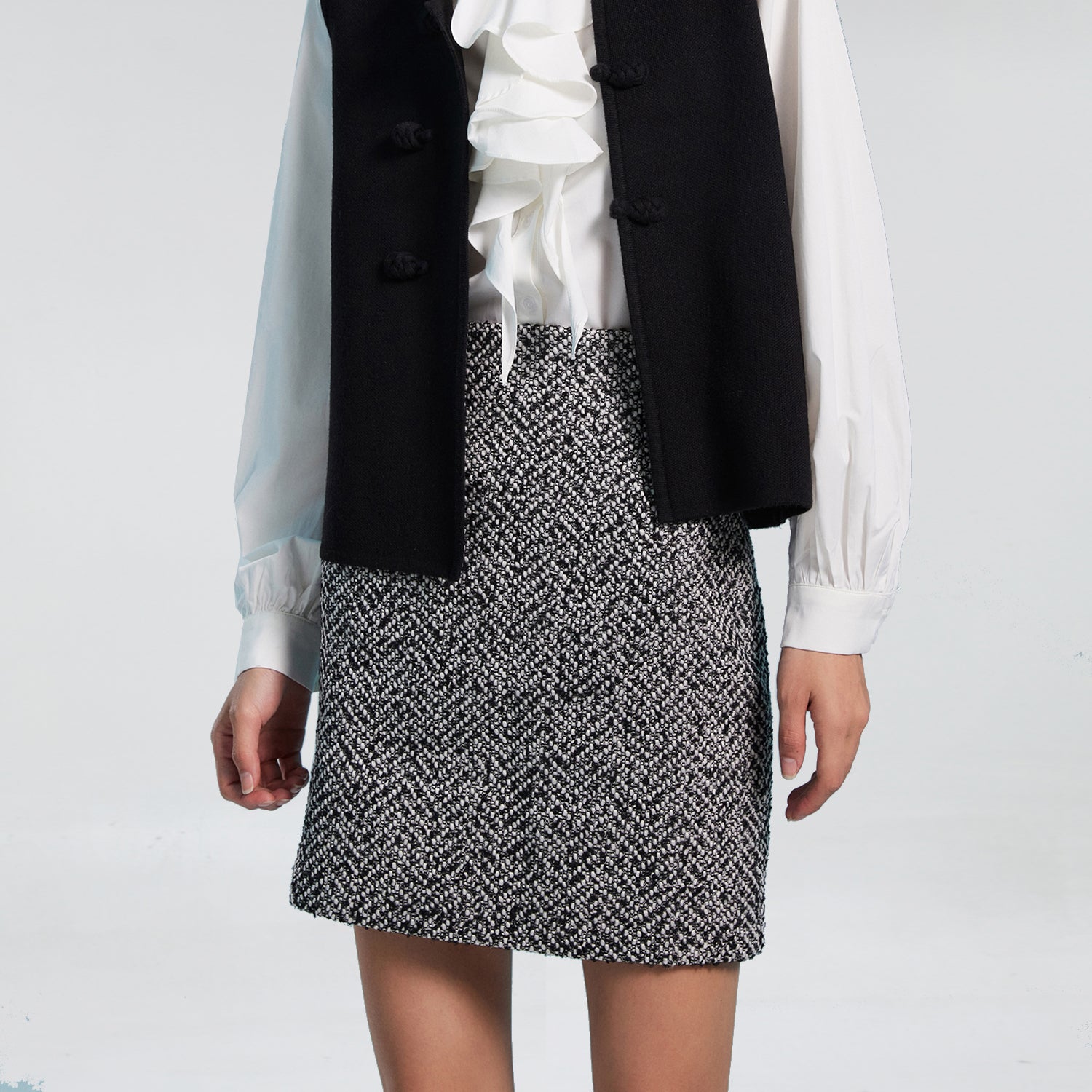 Jupe courte droite tweed