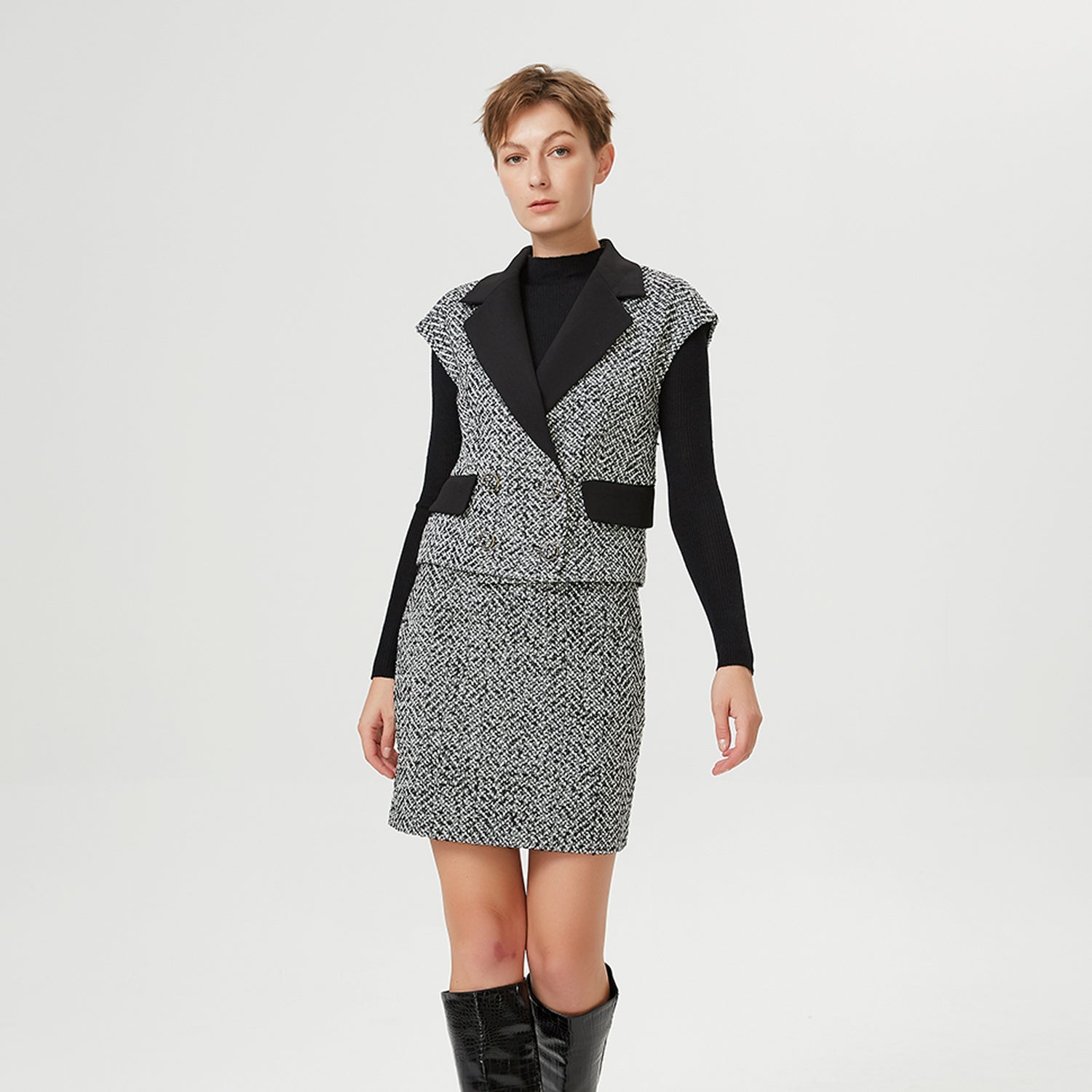 Jupe courte droite tweed