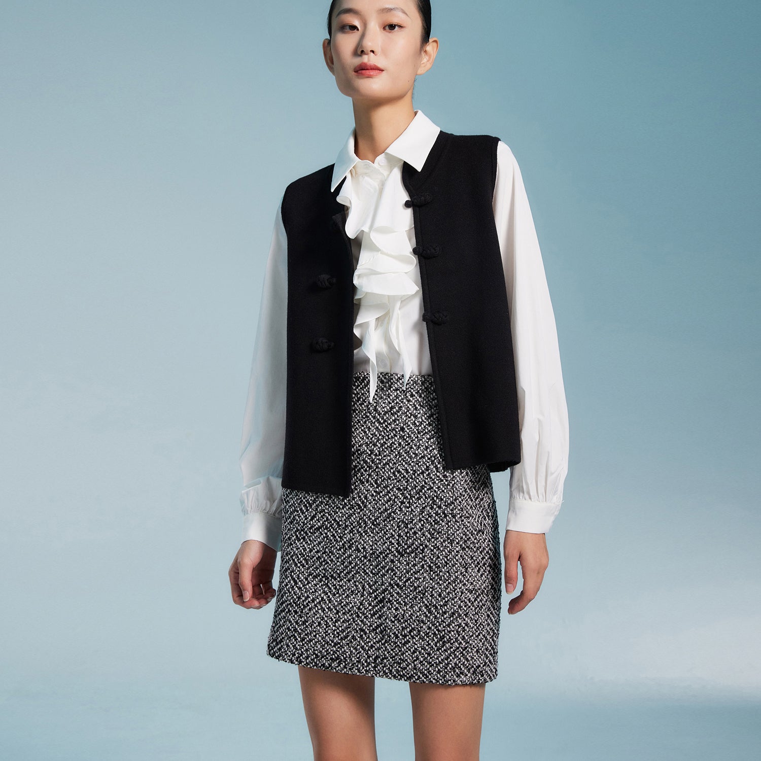 Jupe courte droite tweed