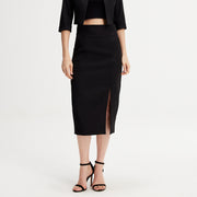 Jupe tailleur crayon fendue devant