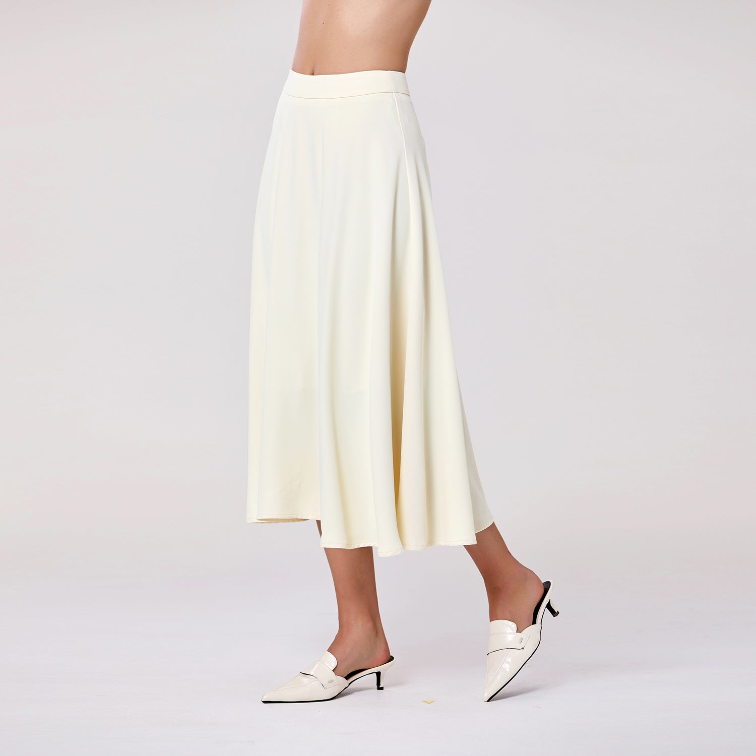 Jupe midi fluide évasée