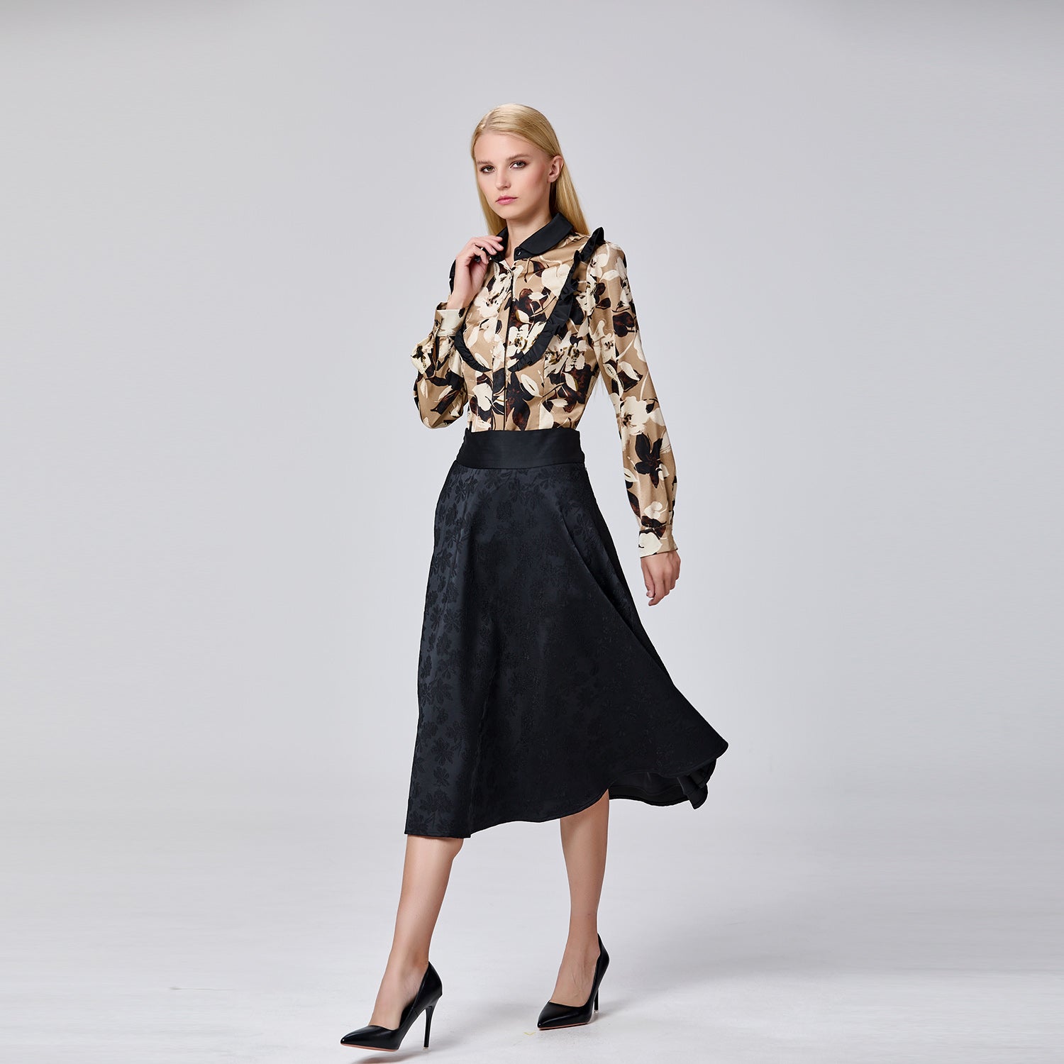 Jupe évasée en jacquard