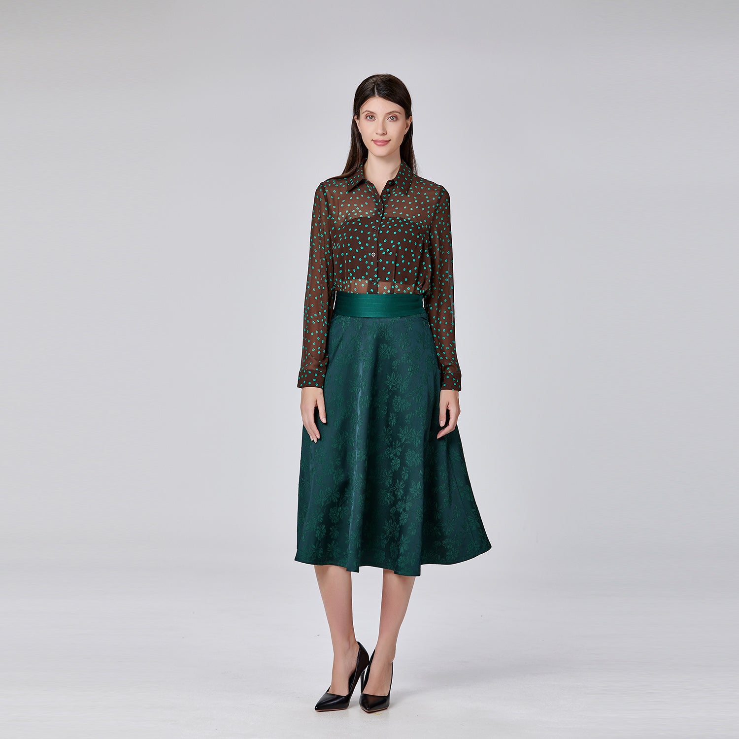 Jupe évasée en jacquard