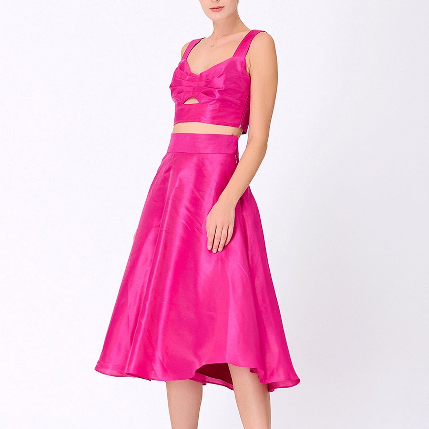Jupe évasée d’ensemble en taffetas
