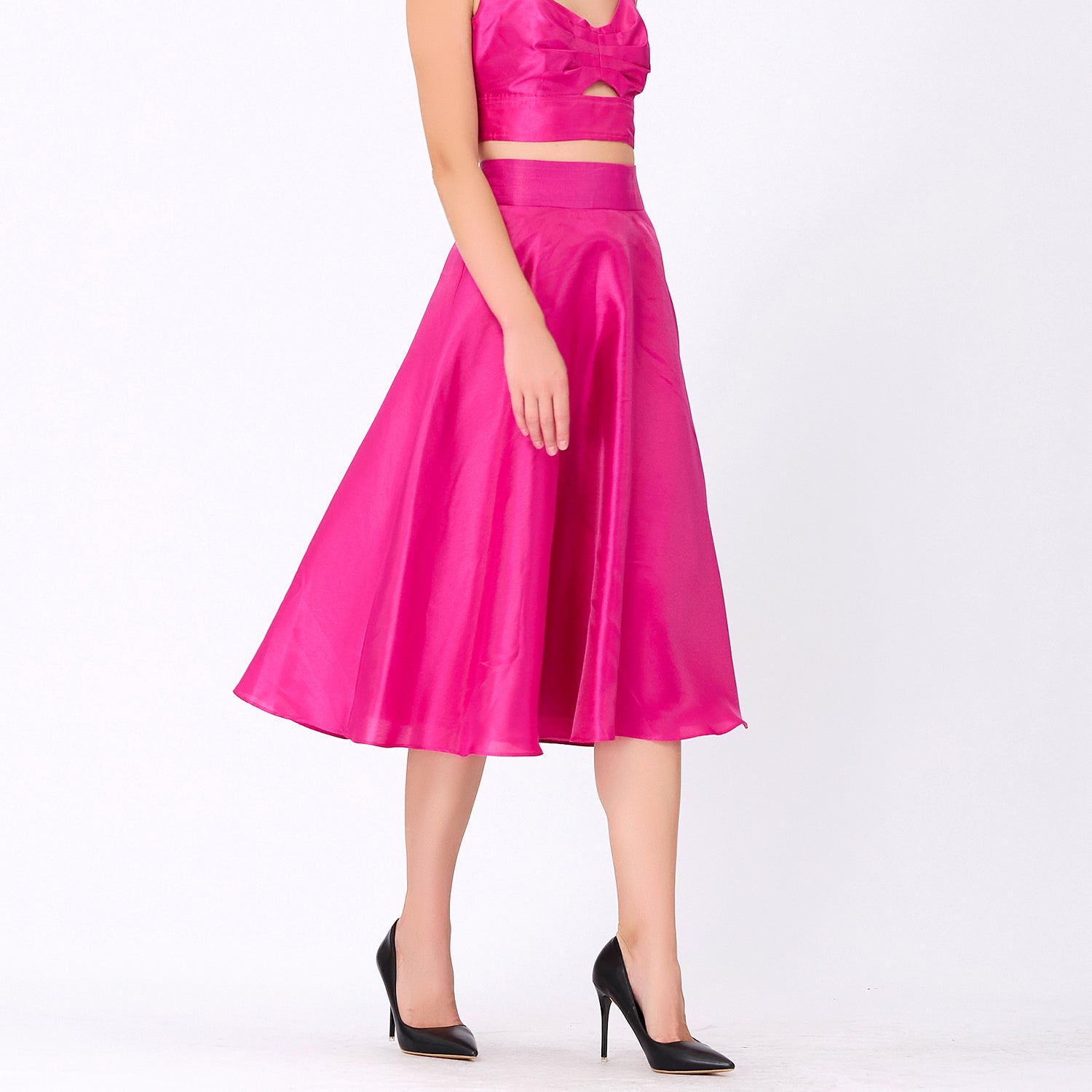 Jupe évasée d’ensemble en taffetas