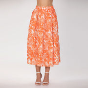 Jupe midi évasée en coton à imprimé fleuri