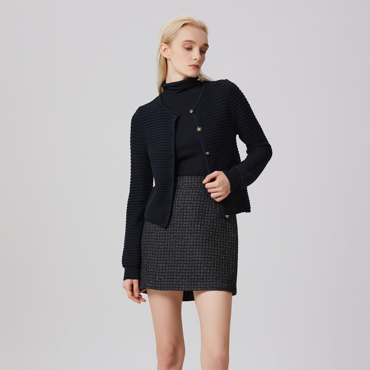 Mini-jupe tweed trapèze