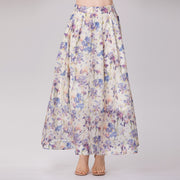 Longue jupe organza à motif floral