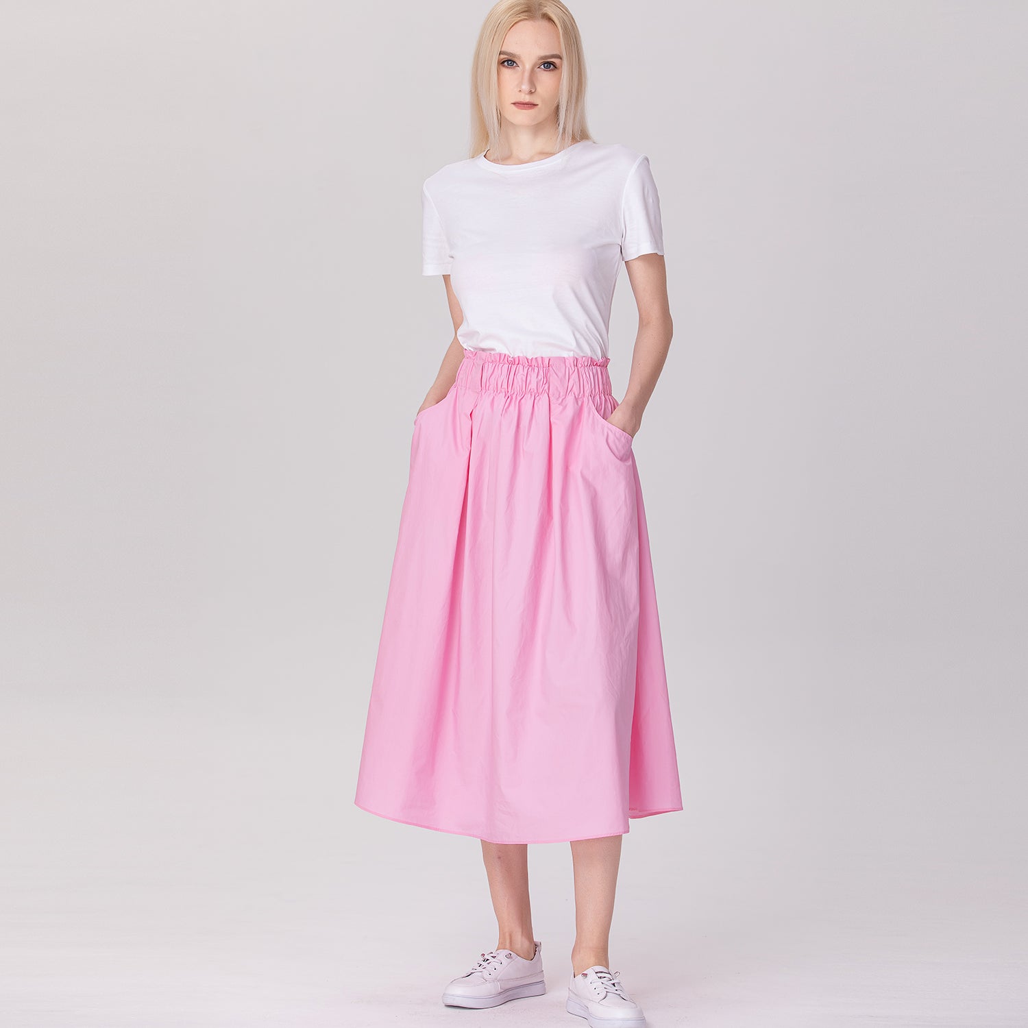 Jupe midi évasée en coton