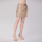 Jupe courte drapée métallisée