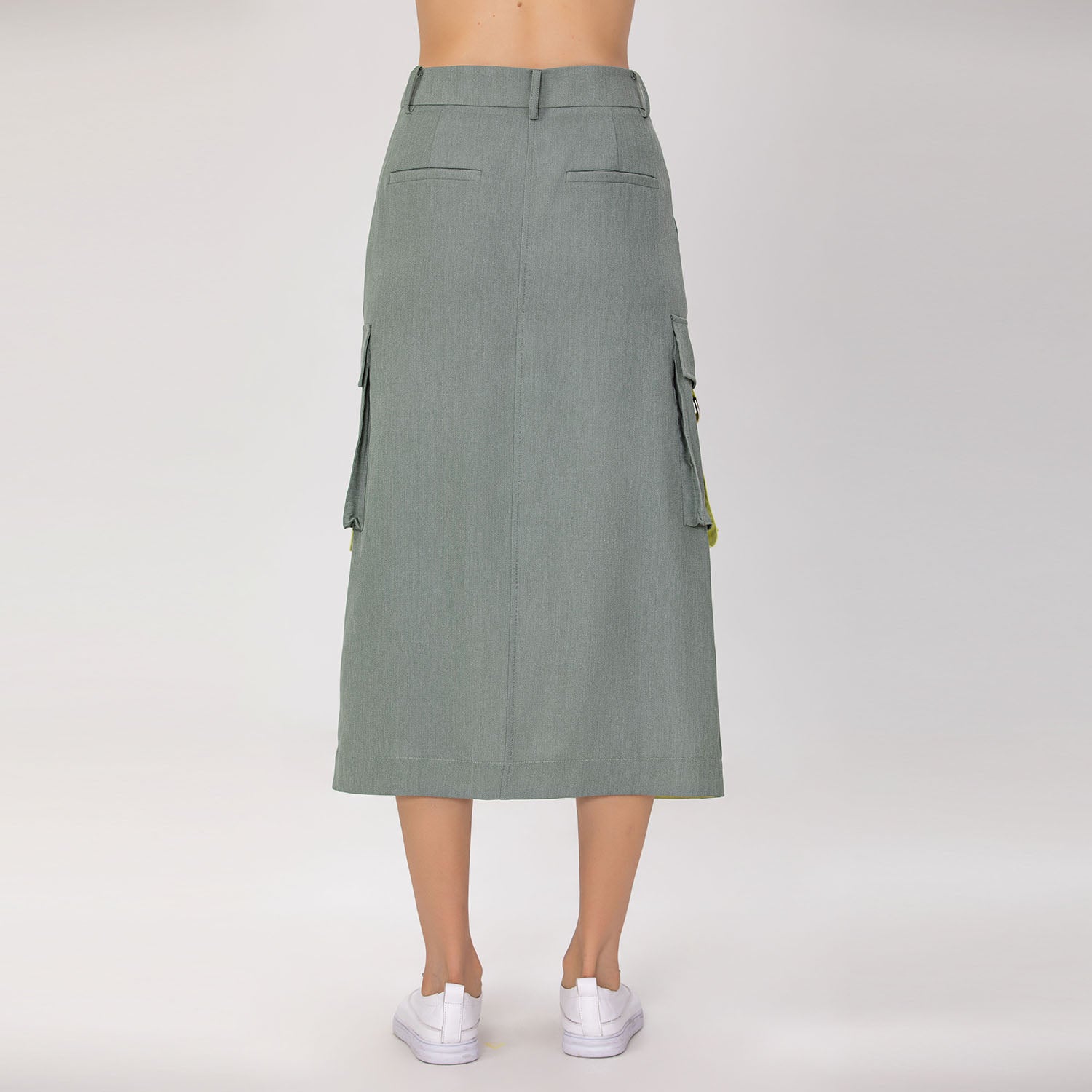 Jupe cargo midi avec poches à rabat
