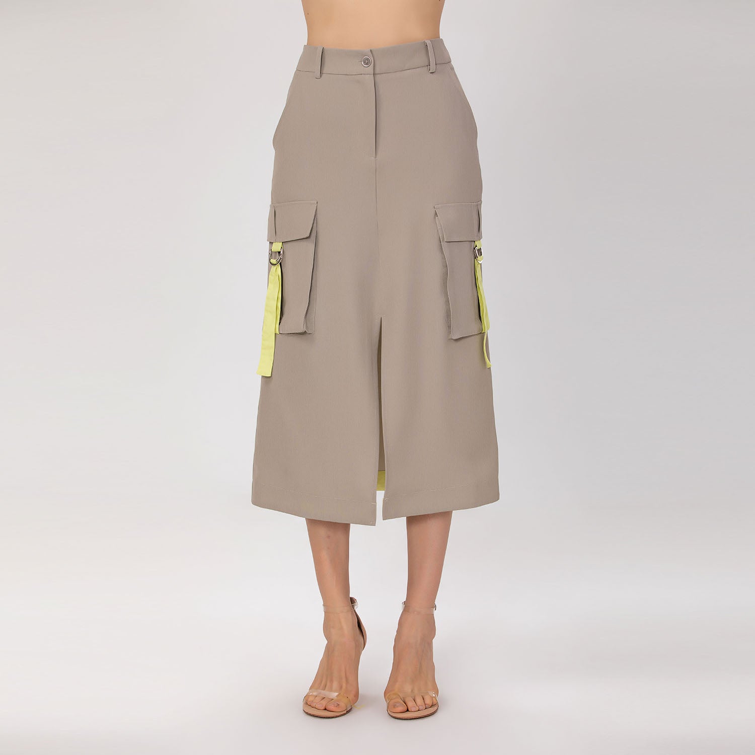Jupe cargo midi avec poches à rabat