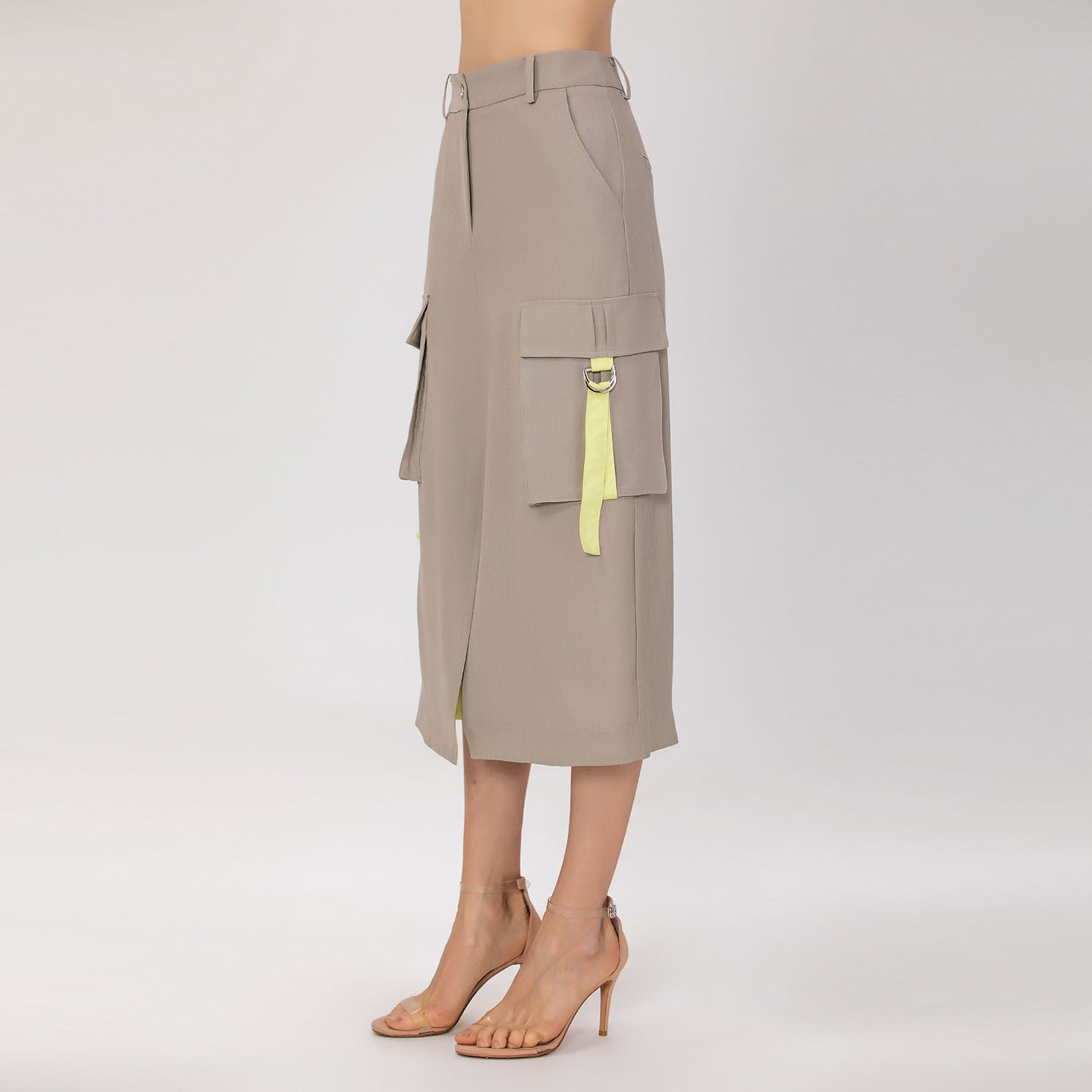 Jupe cargo midi avec poches à rabat