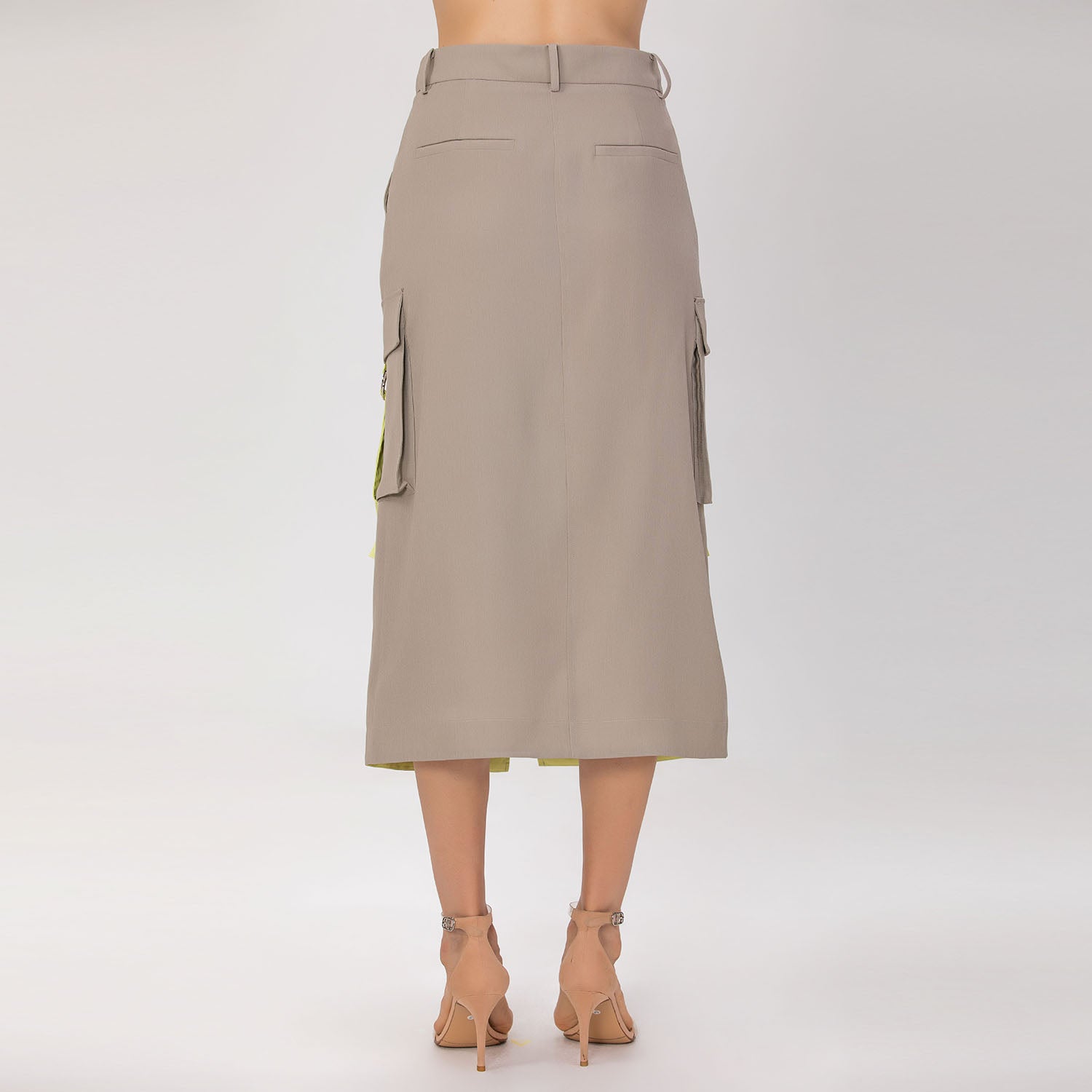 Jupe cargo midi avec poches à rabat