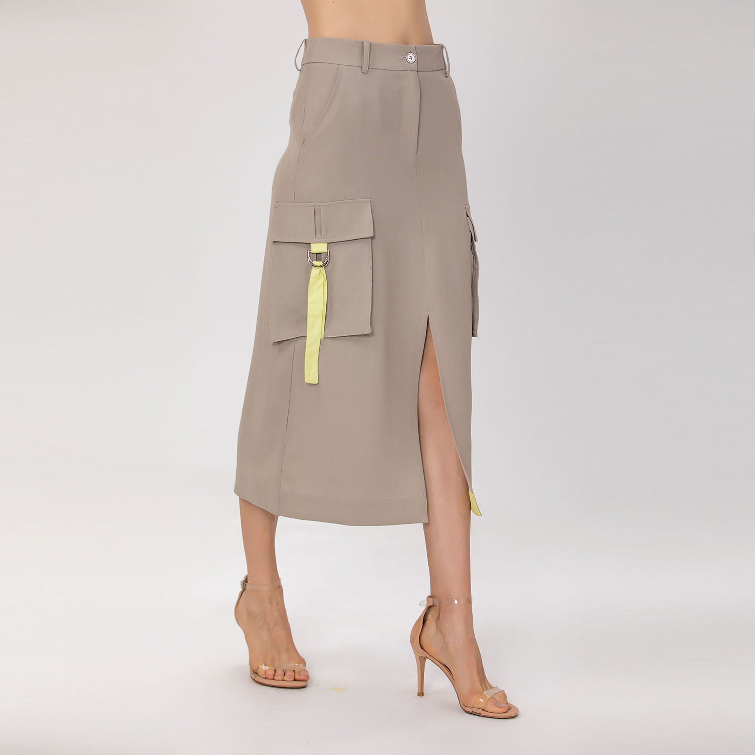 Jupe cargo midi avec poches à rabat